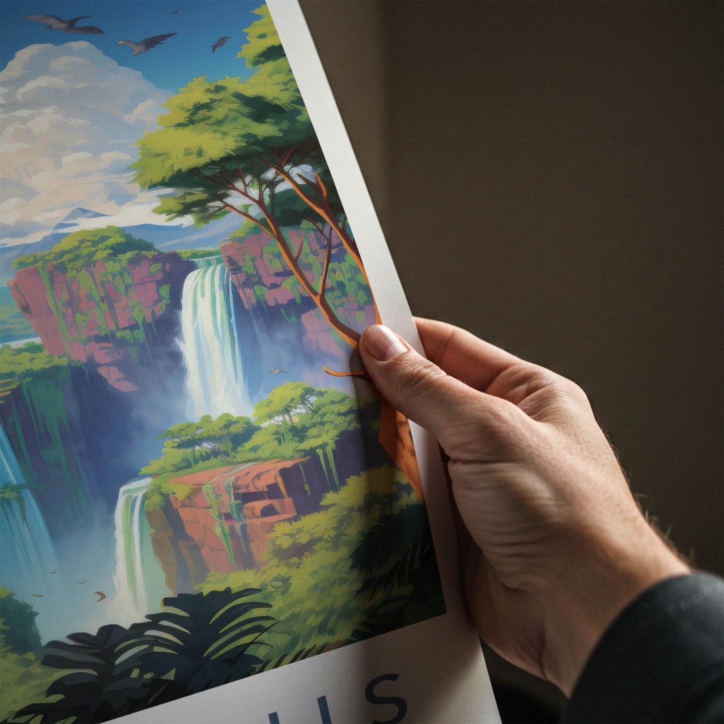 Iguazu Falls Poster - Argentina Travel Art - Majestic Green Falls Home Decor