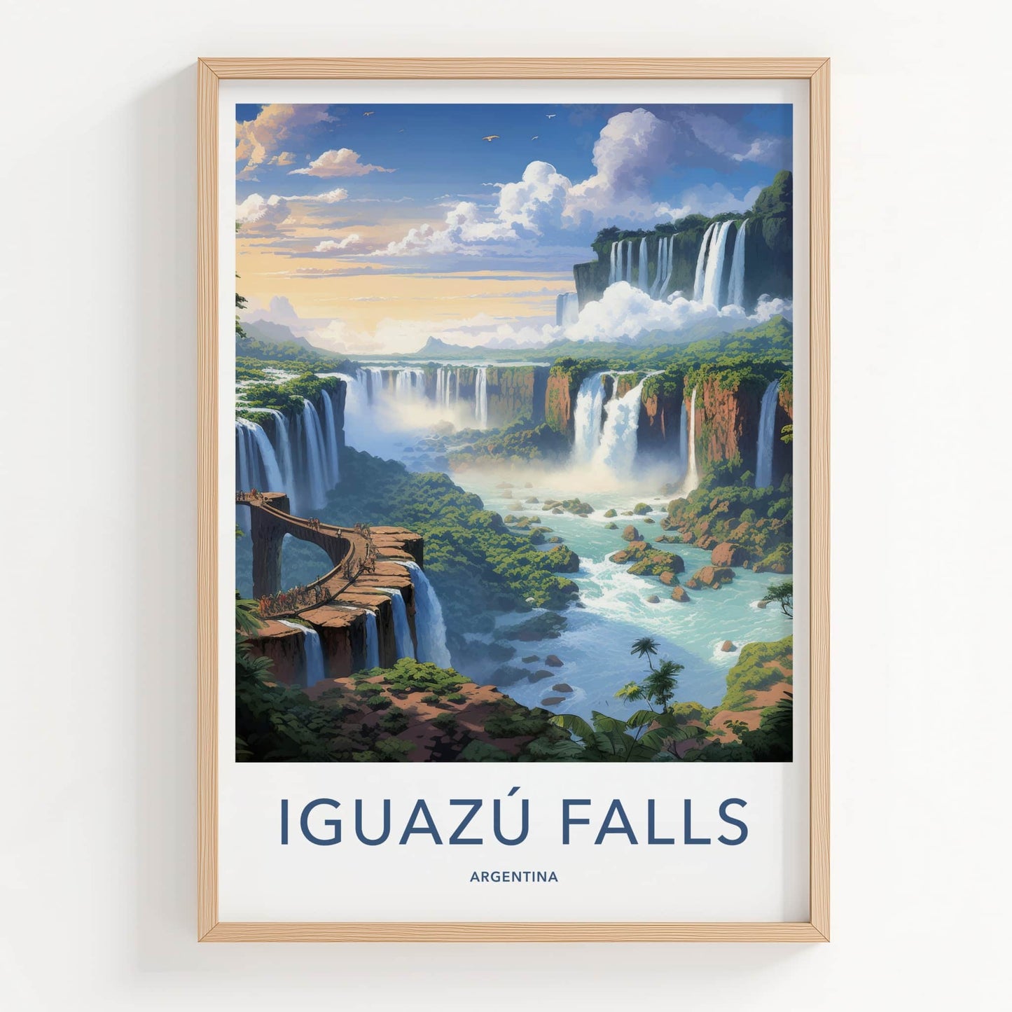 Iguazu Falls Poster - Argentina Travel Art - Misty Jungle Waterfalls Wall Decor