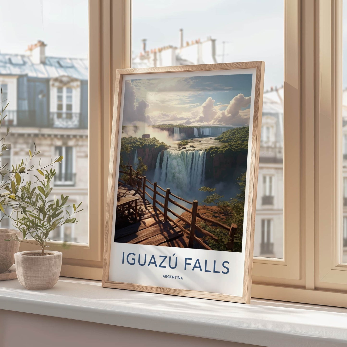 Iguazu Falls Poster - Argentina Travel Art - Rushing Waterfalls View Wall Decor