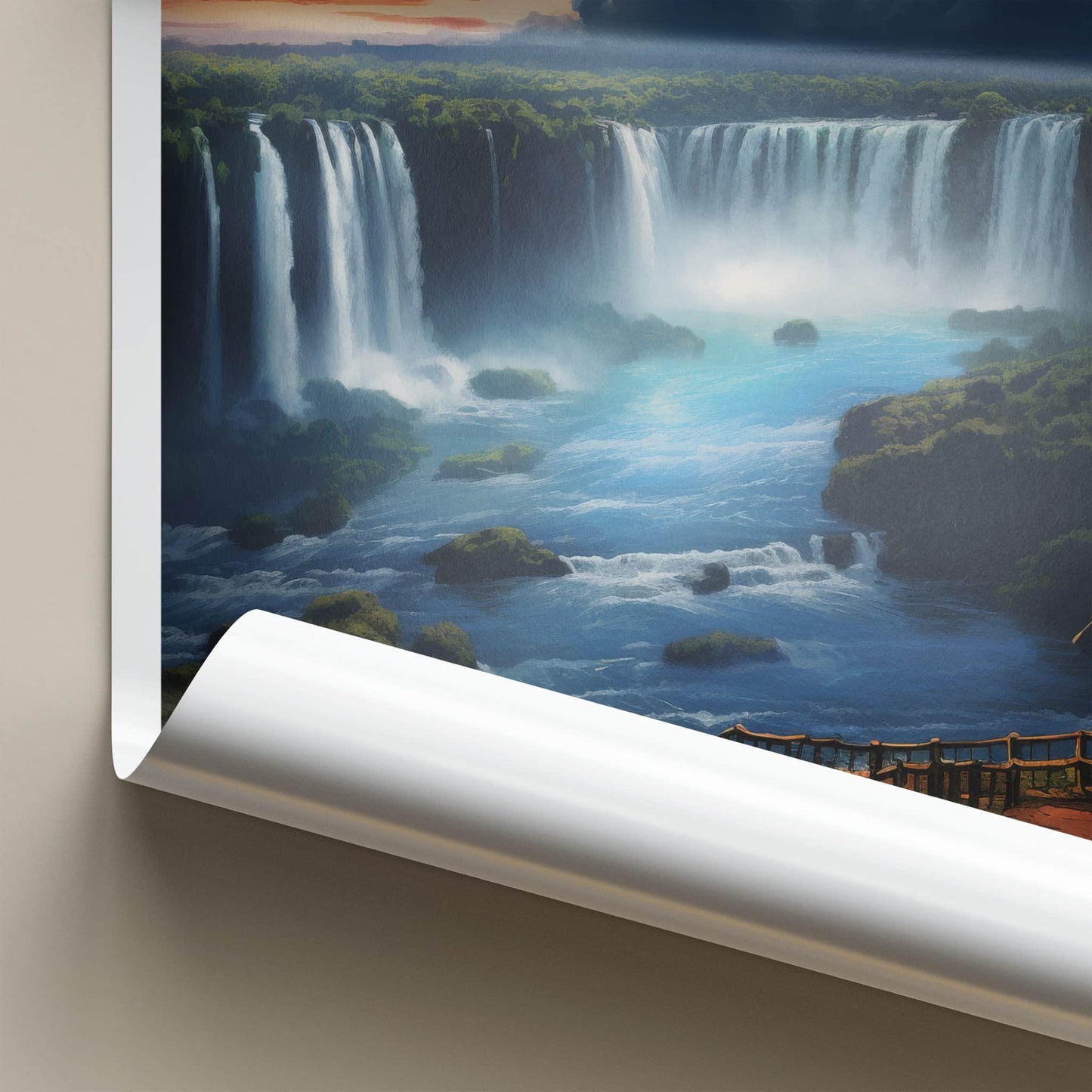 Iguazu Falls Poster - Argentina Travel Art - Vibrant Falls Landscape Home Decor