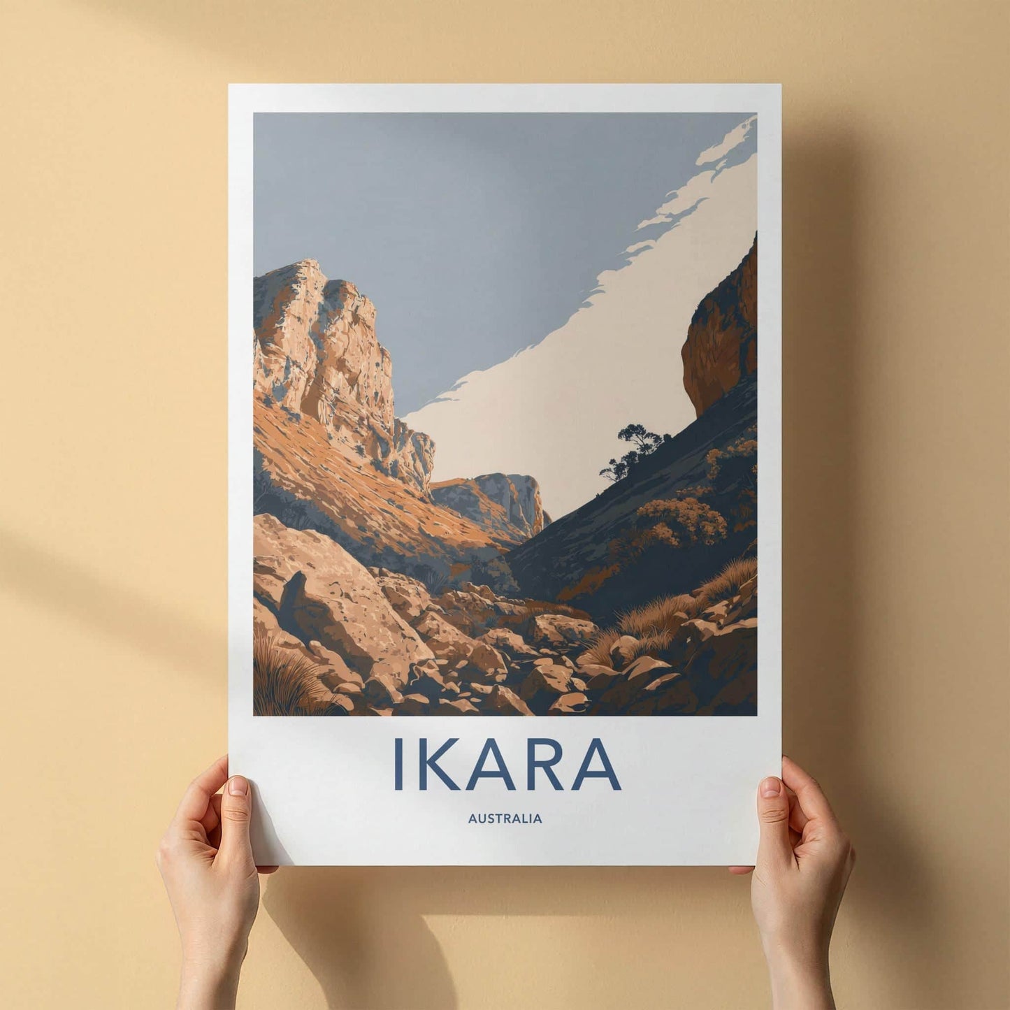 Ikara Poster - Australia Travel Art - Arid Gorge Landscape Home Decor