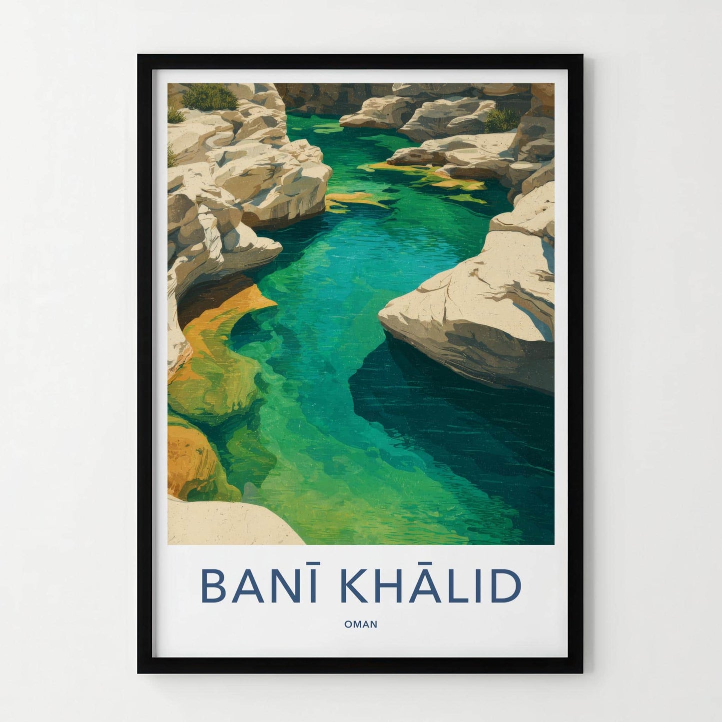 Bani Khalid Poster - Oman Scenic Art - Emerald Canyon Waters Wall Decor