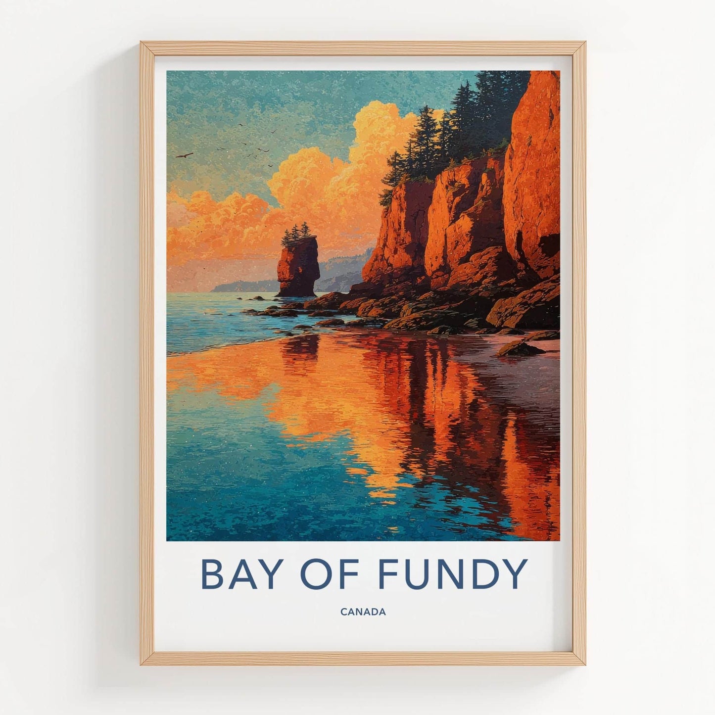 Bay of Fundy Poster - Canada Travel Art - Dramatic Cliff Sunset Wall Decor