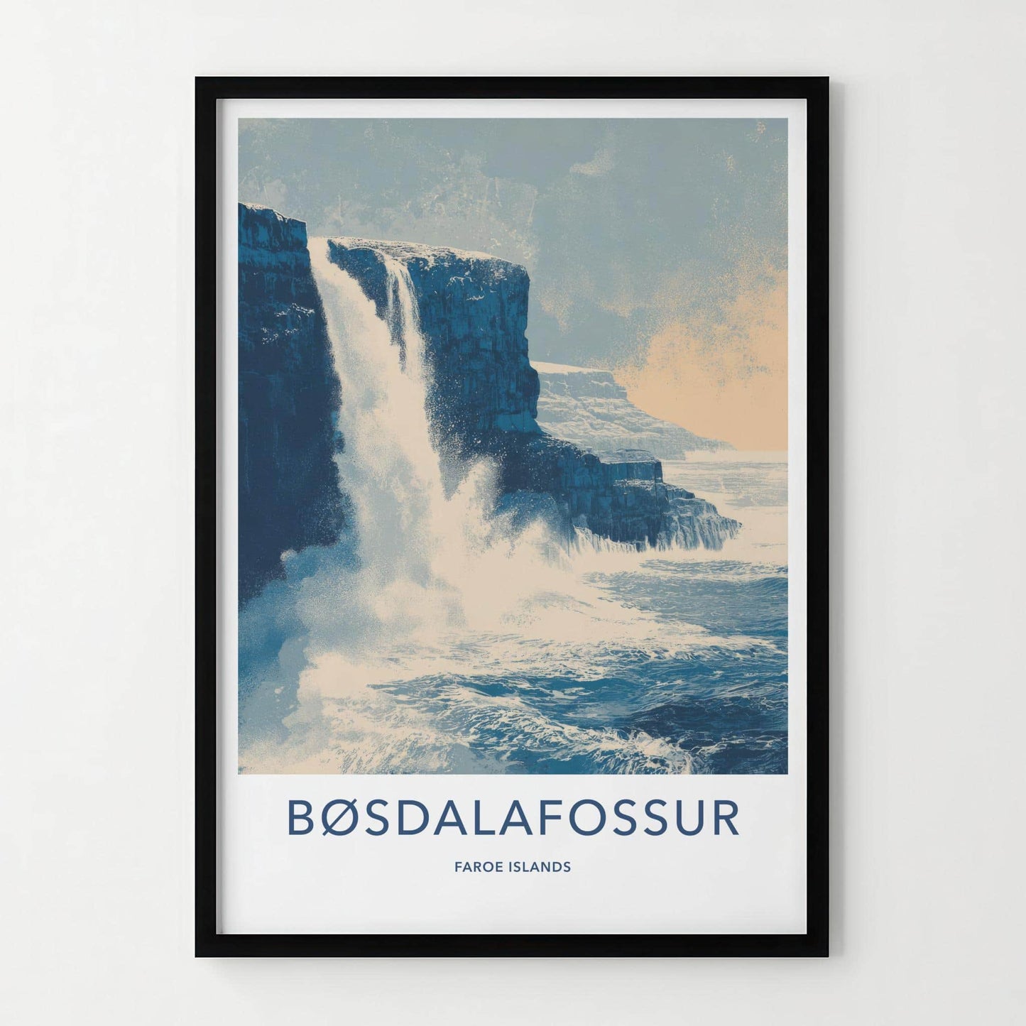 Bosdalafossur Poster - Faroe Islands Scenic Art - Clifftop Ocean Home Decor
