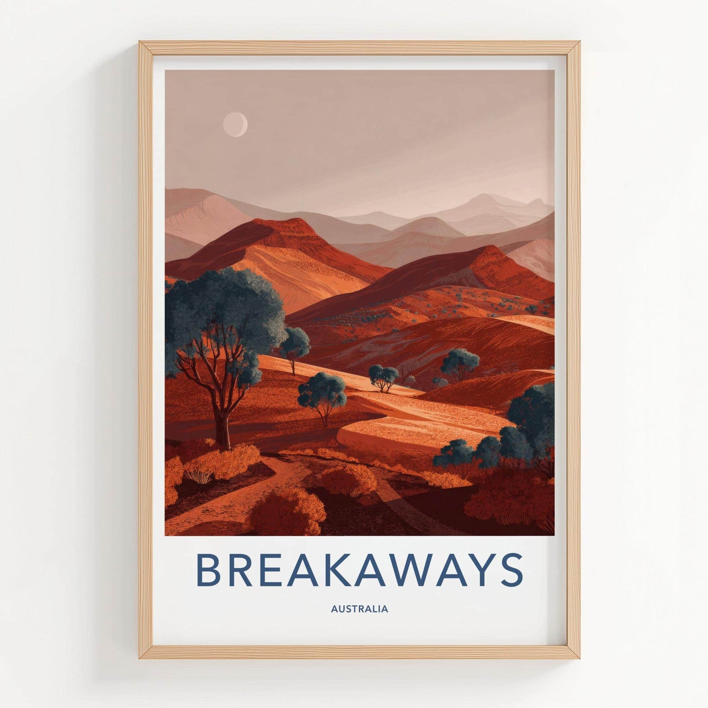 Breakaways Poster - Australia Travel Print - Vibrant dune landscape Wall Decor