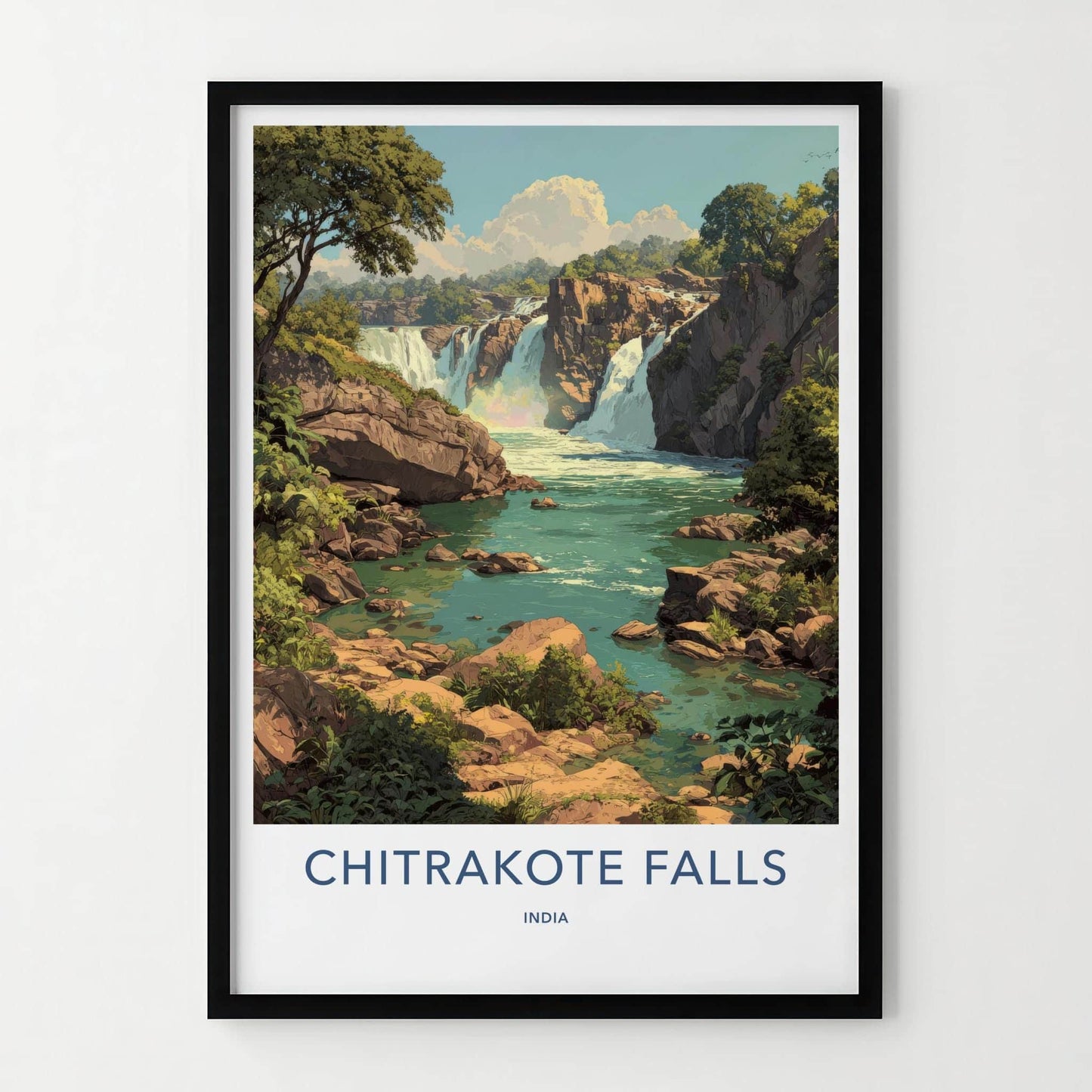 Chitrakote Falls Poster - India Travel Art - Chhattisgarh River Falls Home Decor