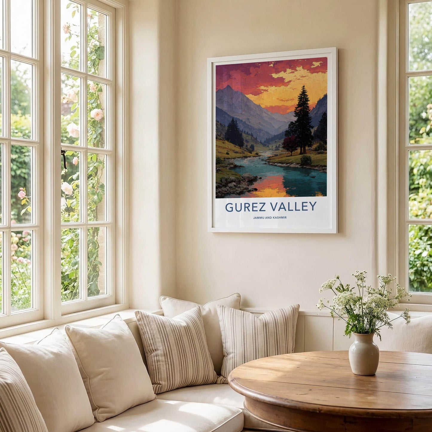 Gurez Valley Poster - India Fine Art - Jammu and Kashmir Red Sky River Gift