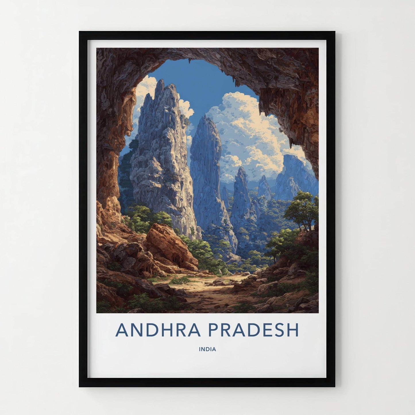 Andhra Pradesh Poster - India Travel Illustration - Towering Peak Vista Gallery Art