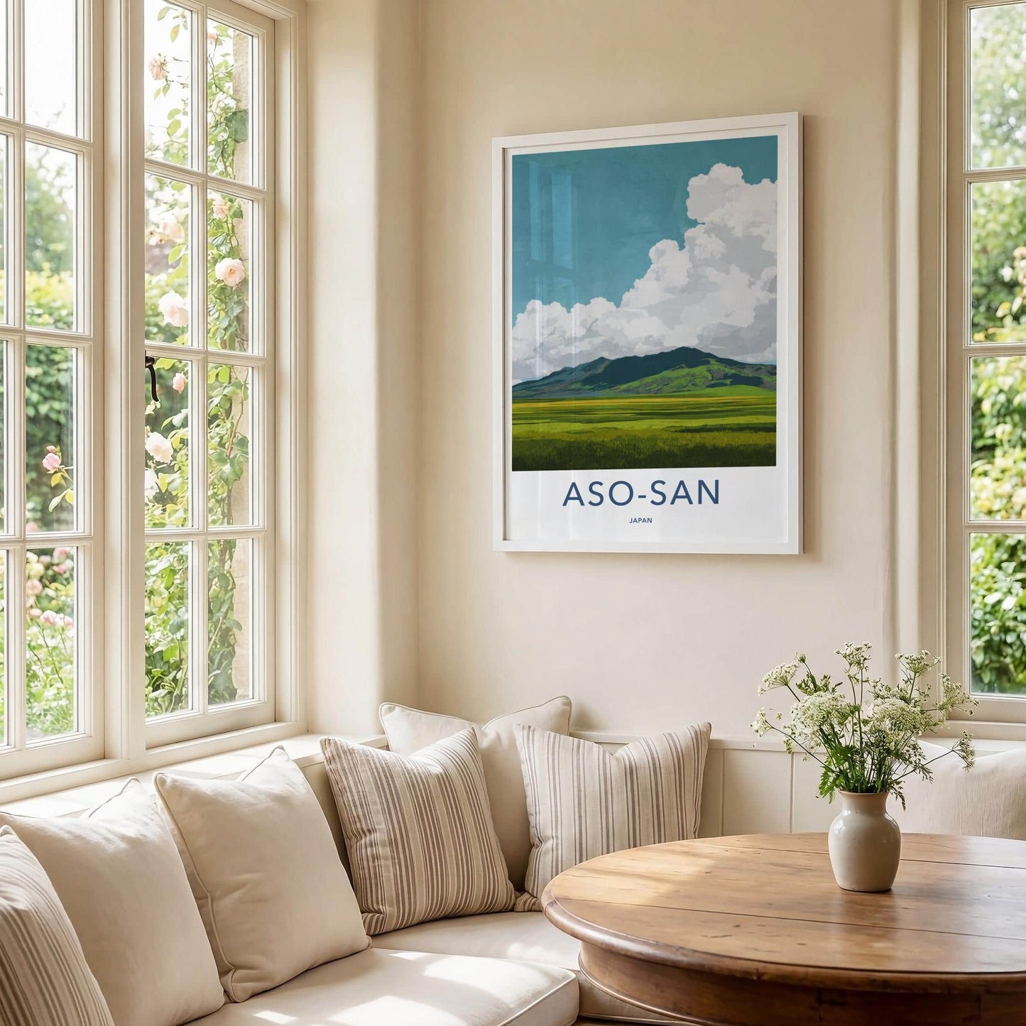 Aso-San Poster - Japan Travel Art - Mountain Meadow Vista Home Decor