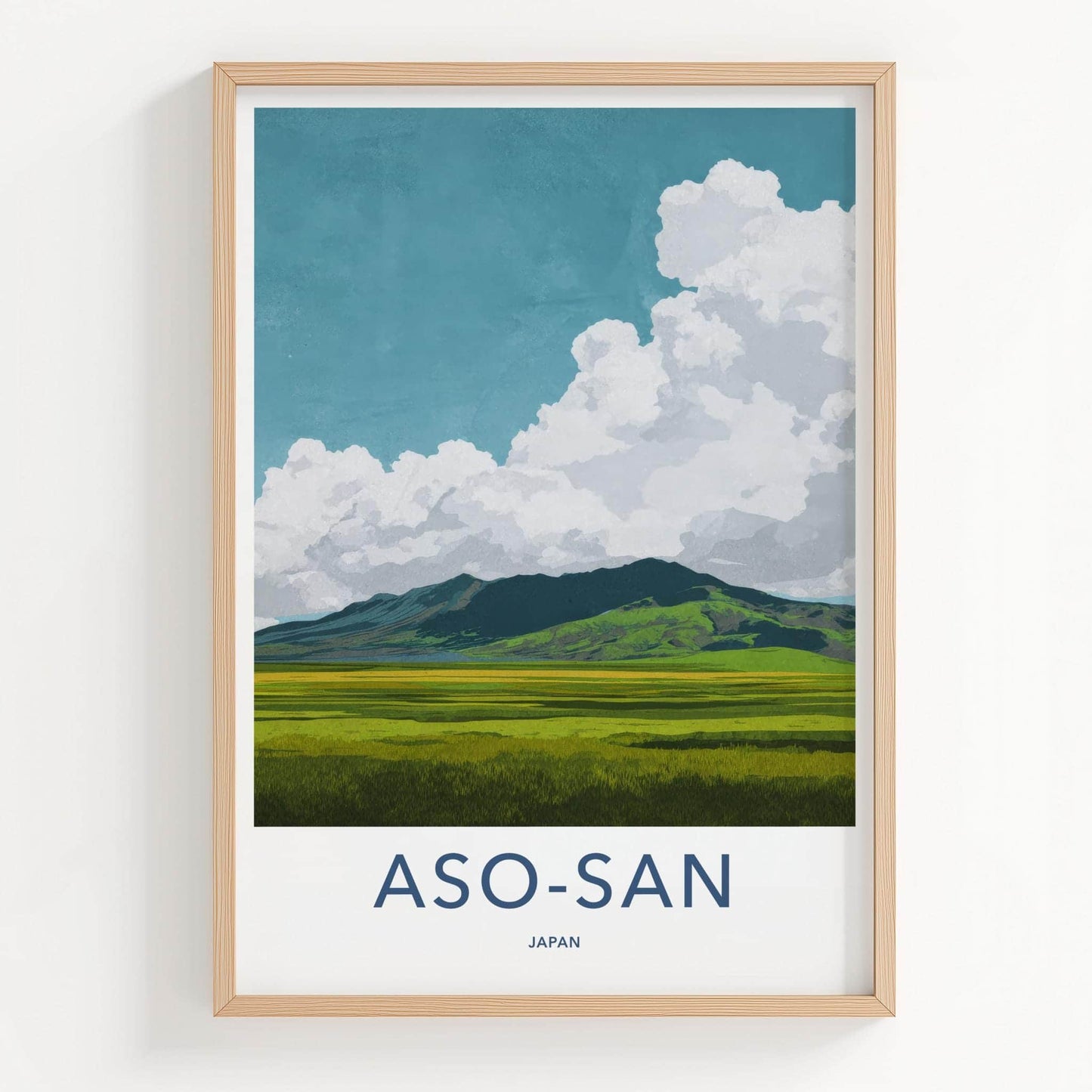 Aso-San Poster - Japan Travel Art - Mountain Meadow Vista Home Decor