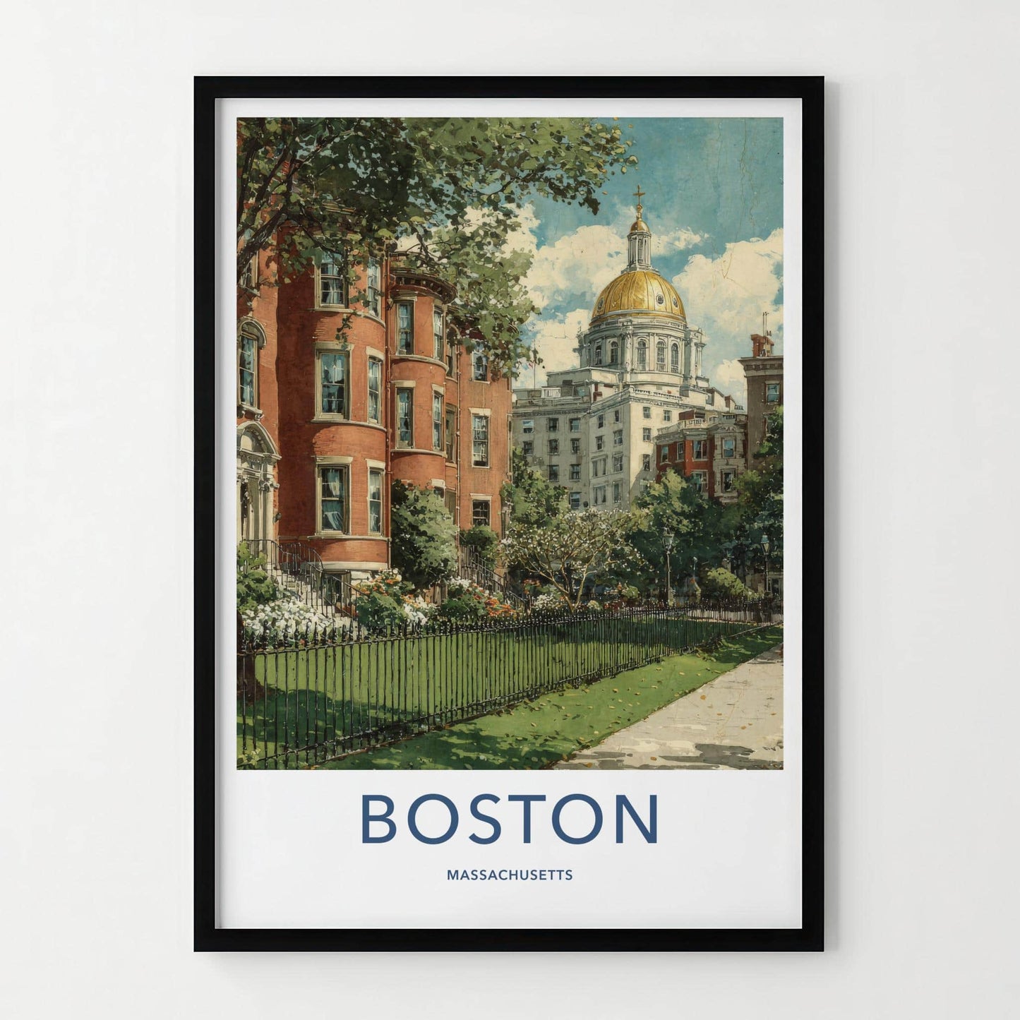 Boston Poster - Massachusetts Scenic Art - Historic Golden Dome Wall Decor