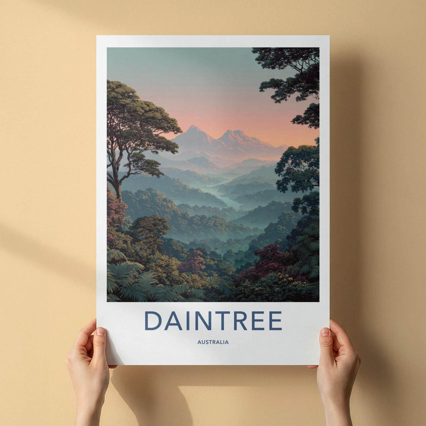 Daintree Poster - Australia Travel Art - Misty Mountain Valley Wall Decor