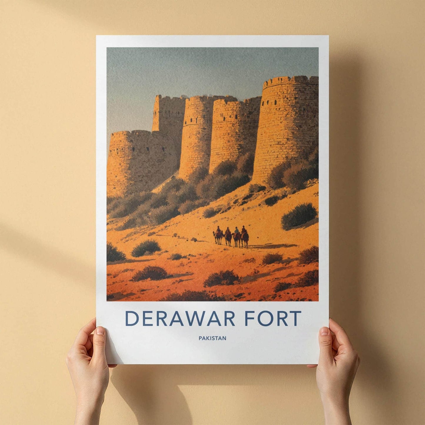 Derawar Fort Poster - Pakistan Travel Art - Desert Fortress Ride Home Decor
