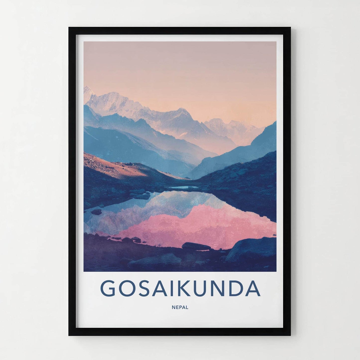 Gosaikunda Poster - Nepal Travel Art - Serene Mountain Lake Wall Decor