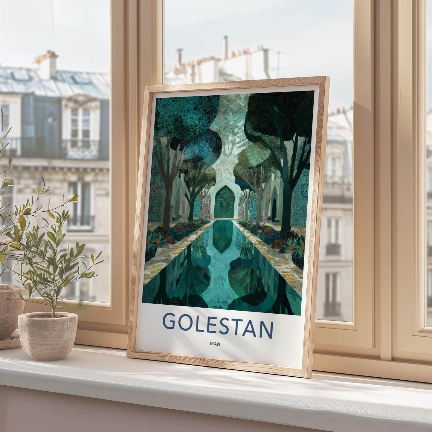 Golestan Poster - Iran Framed Print - Reflecting Pool Garden Lounge Decor