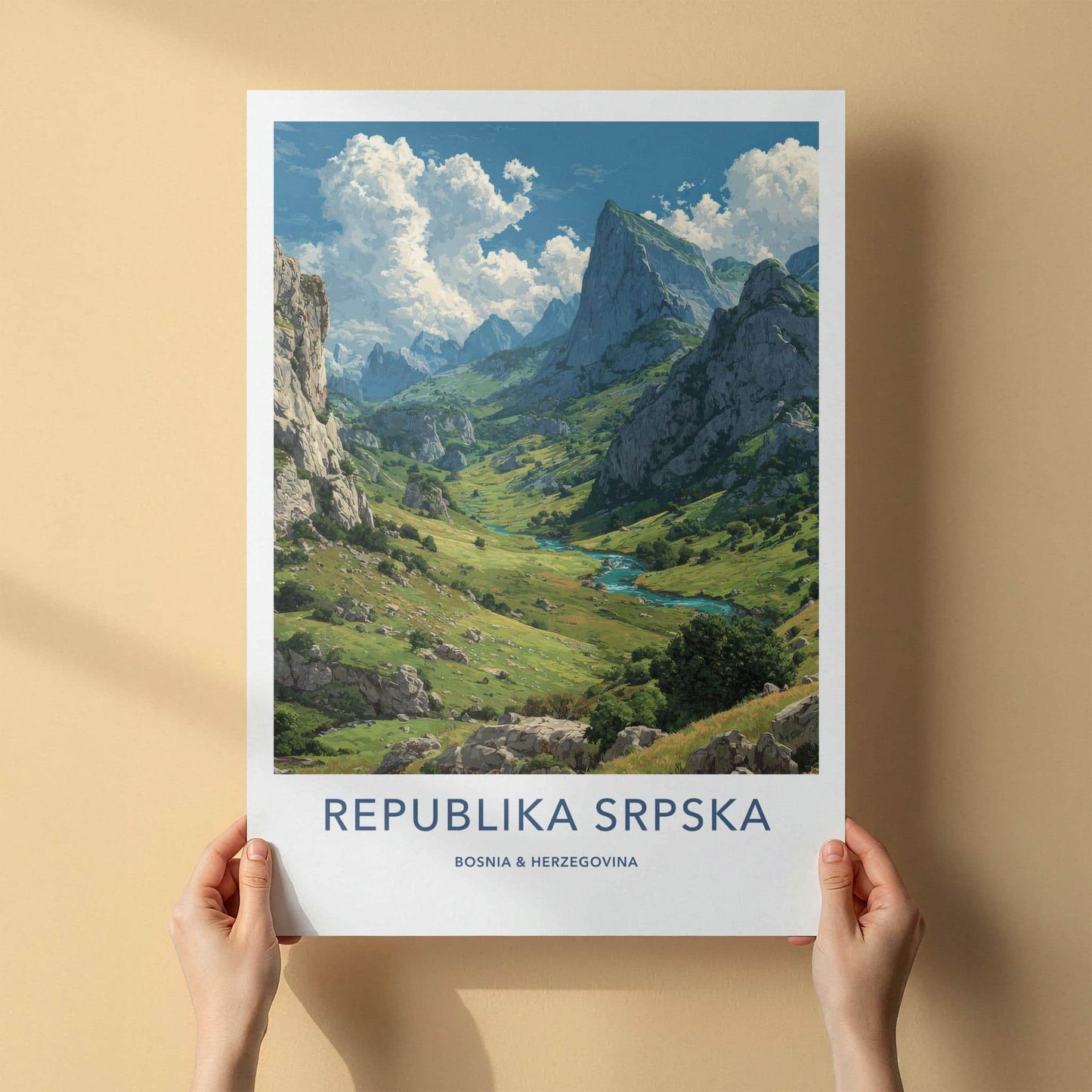Republika Srpska Poster - Bosnia Herzegovina Wall Art - Green Valley Peaks Gift