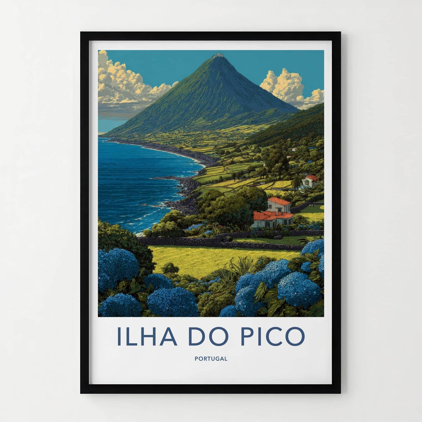 Ilha Do Pico Poster - Portugal Travel Art - Volcanic Coastal View Home Decor