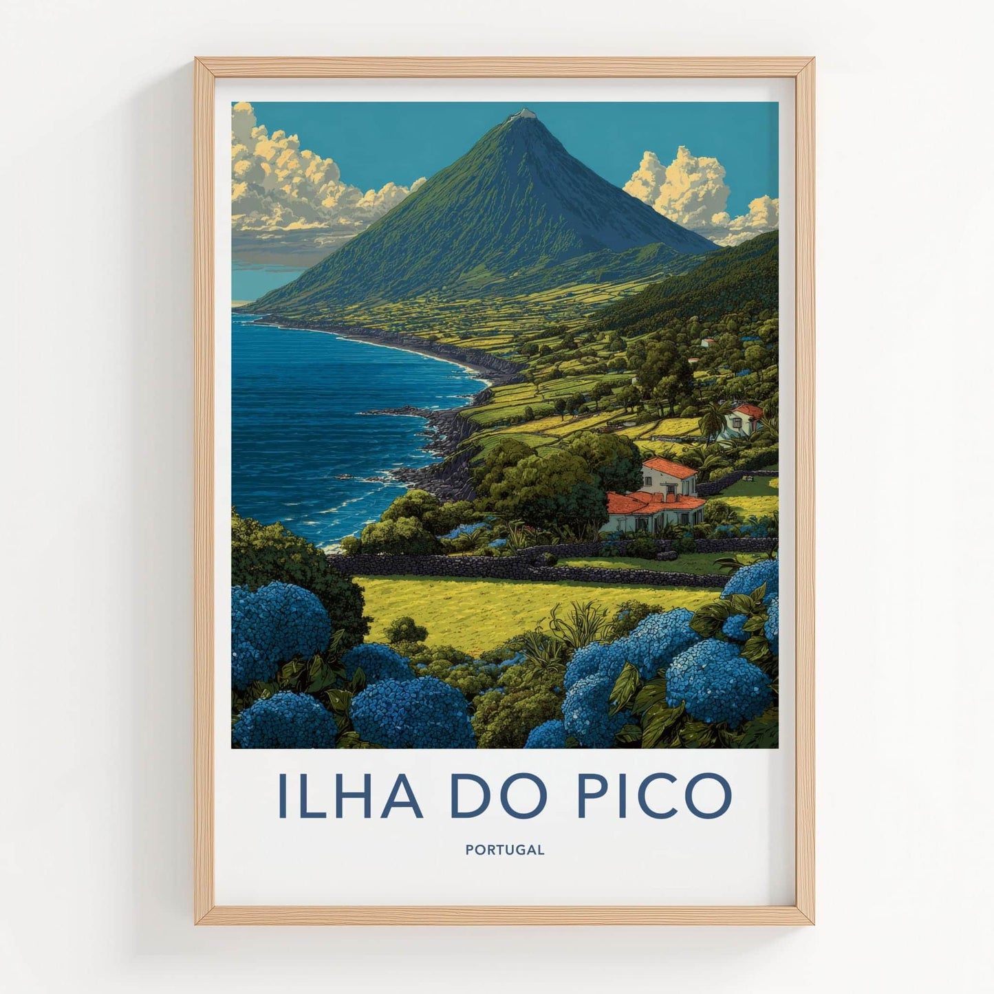Ilha Do Pico Poster - Portugal Travel Art - Volcanic Coastal View Home Decor