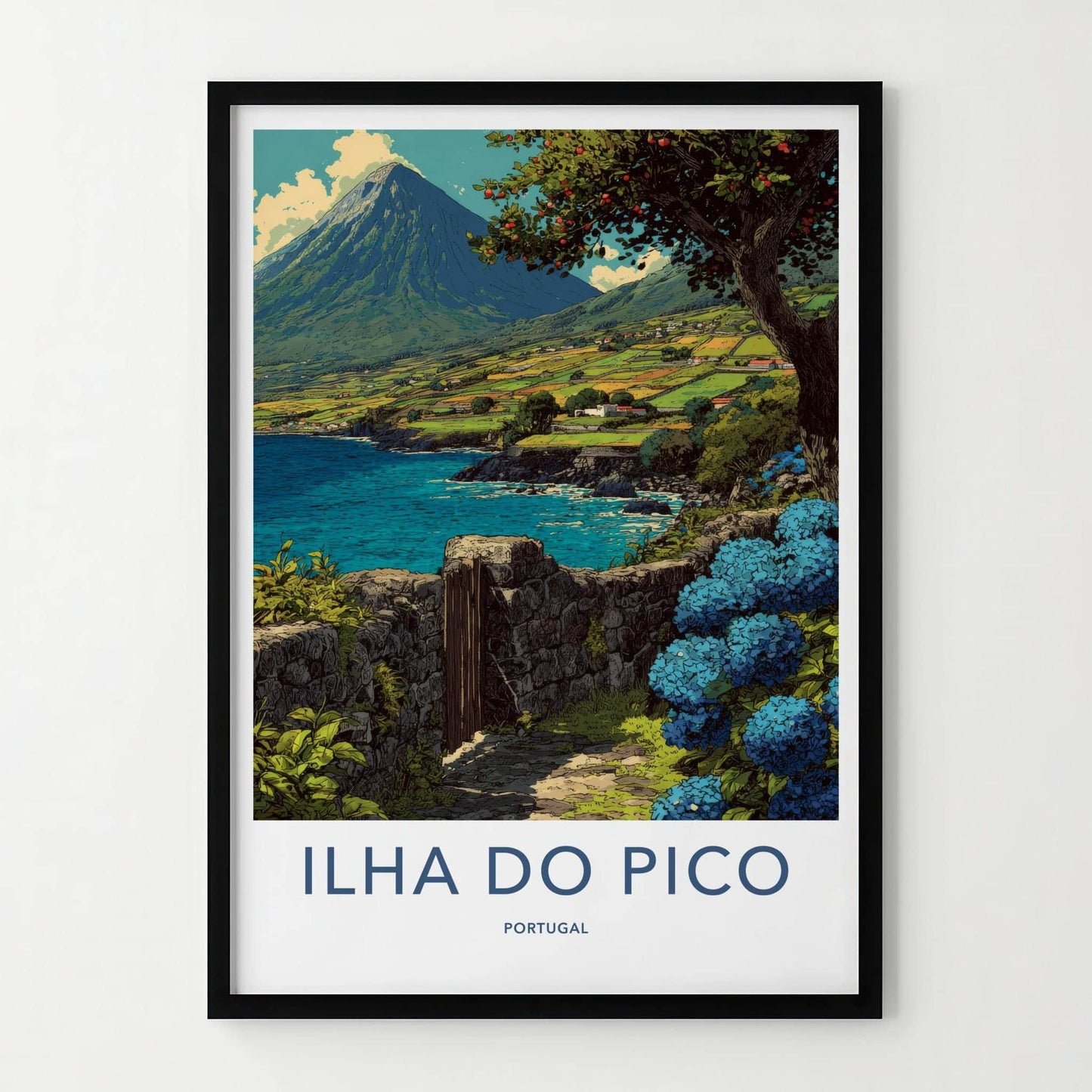 Ilha Do Pico Poster - Portugal Travel Art - Volcanic Island Coast Home Decor