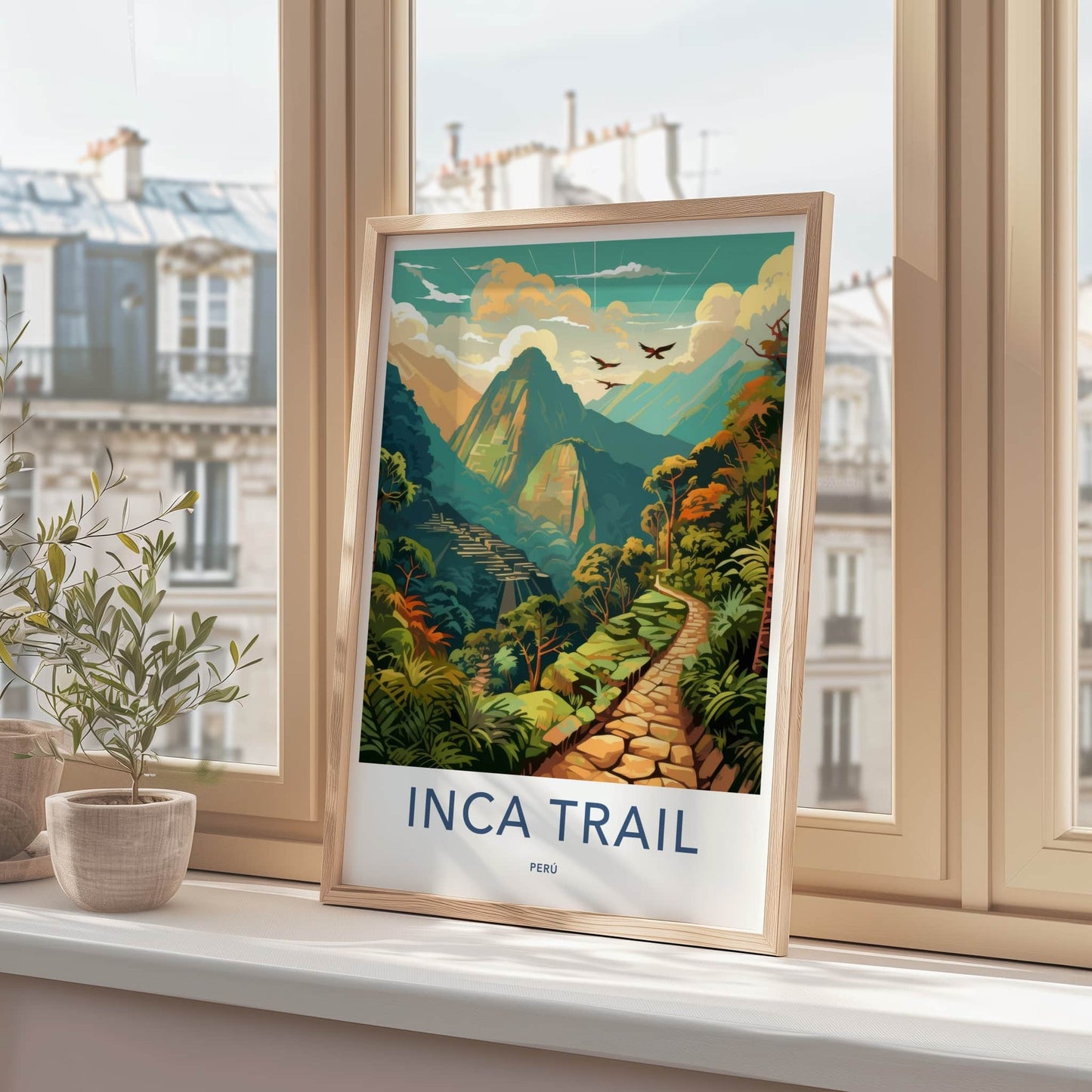 Inca Trail Poster - Peru Travel Art - Ancient Stone Path Home Decor