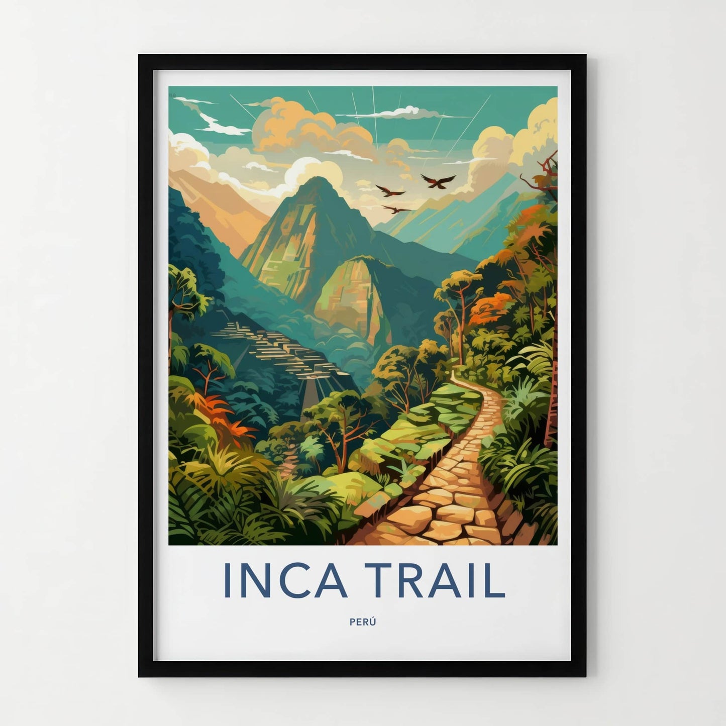 Inca Trail Poster - Peru Travel Art - Ancient Stone Path Home Decor