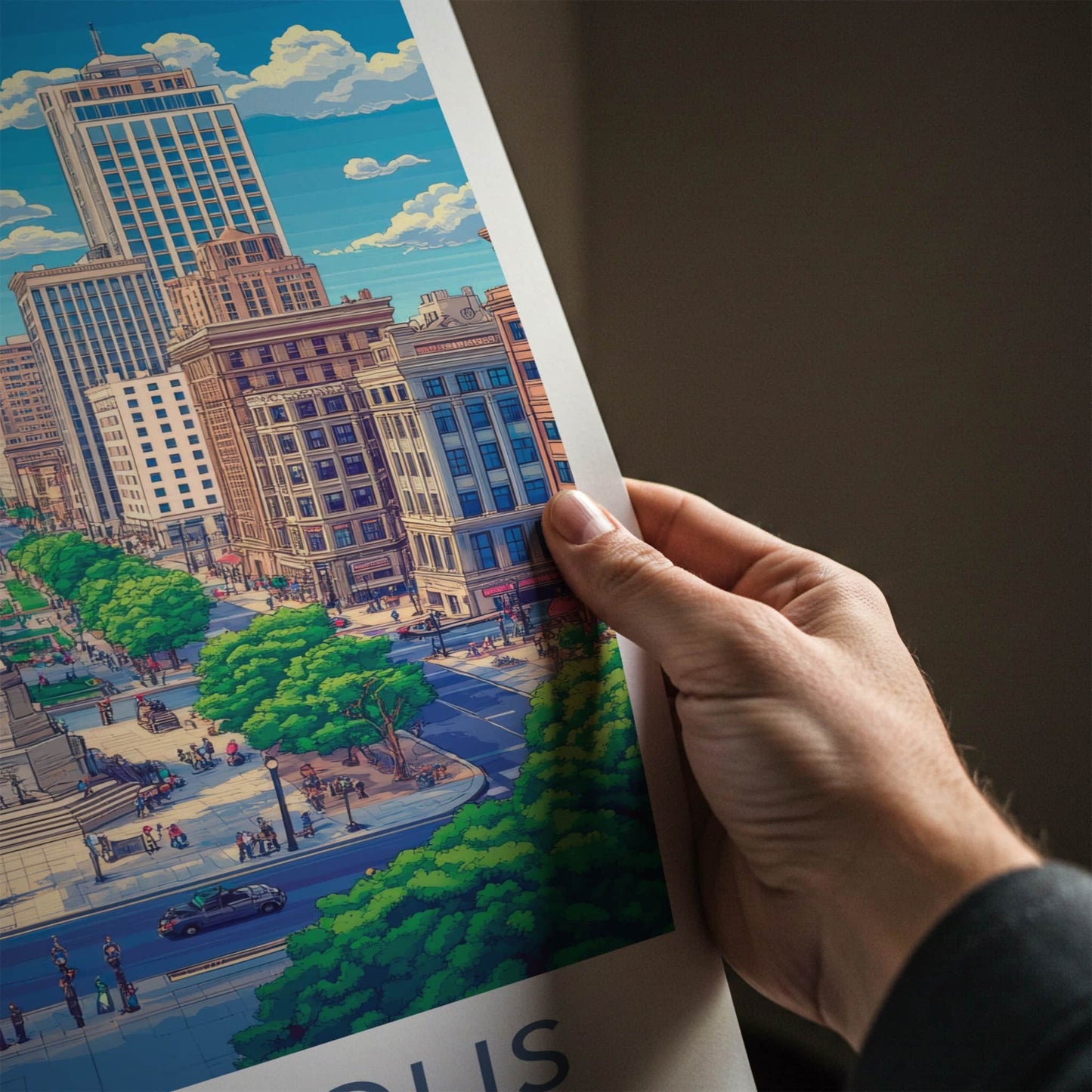 Indianapolis Poster - Indiana Wall Art - Monument City Scene Home Decor