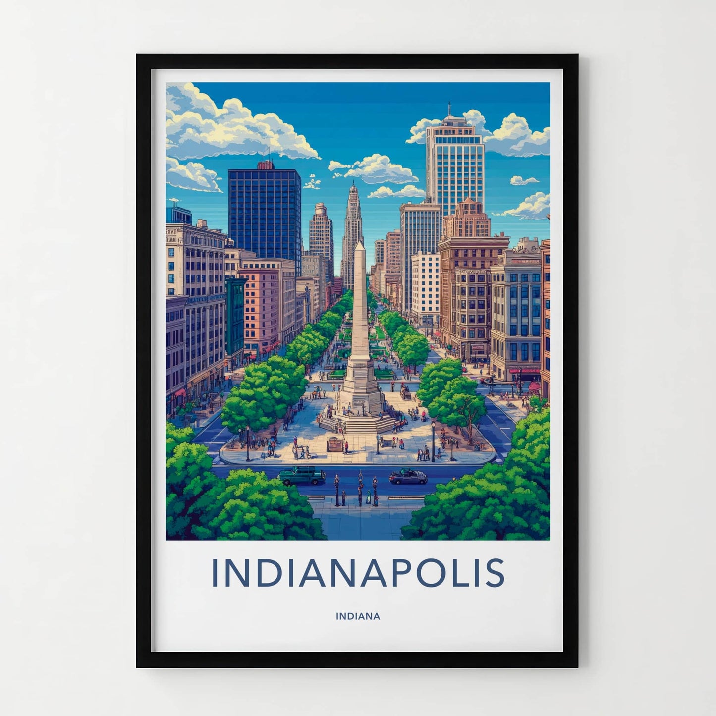 Indianapolis Poster - Indiana Wall Art - Monument City Scene Home Decor