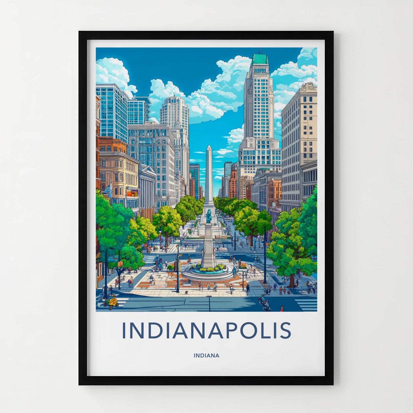 Indianapolis Poster - Indiana Wall Art - Monumental Cityscape Scene Home Decor