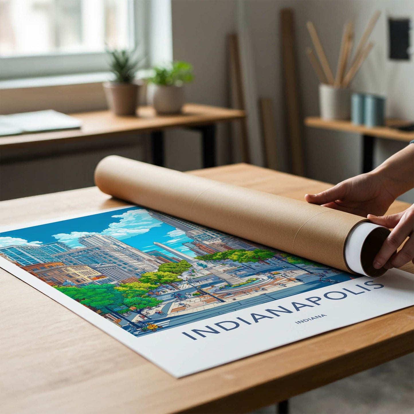 Indianapolis Poster - Indiana Wall Art - Monumental Cityscape Scene Home Decor