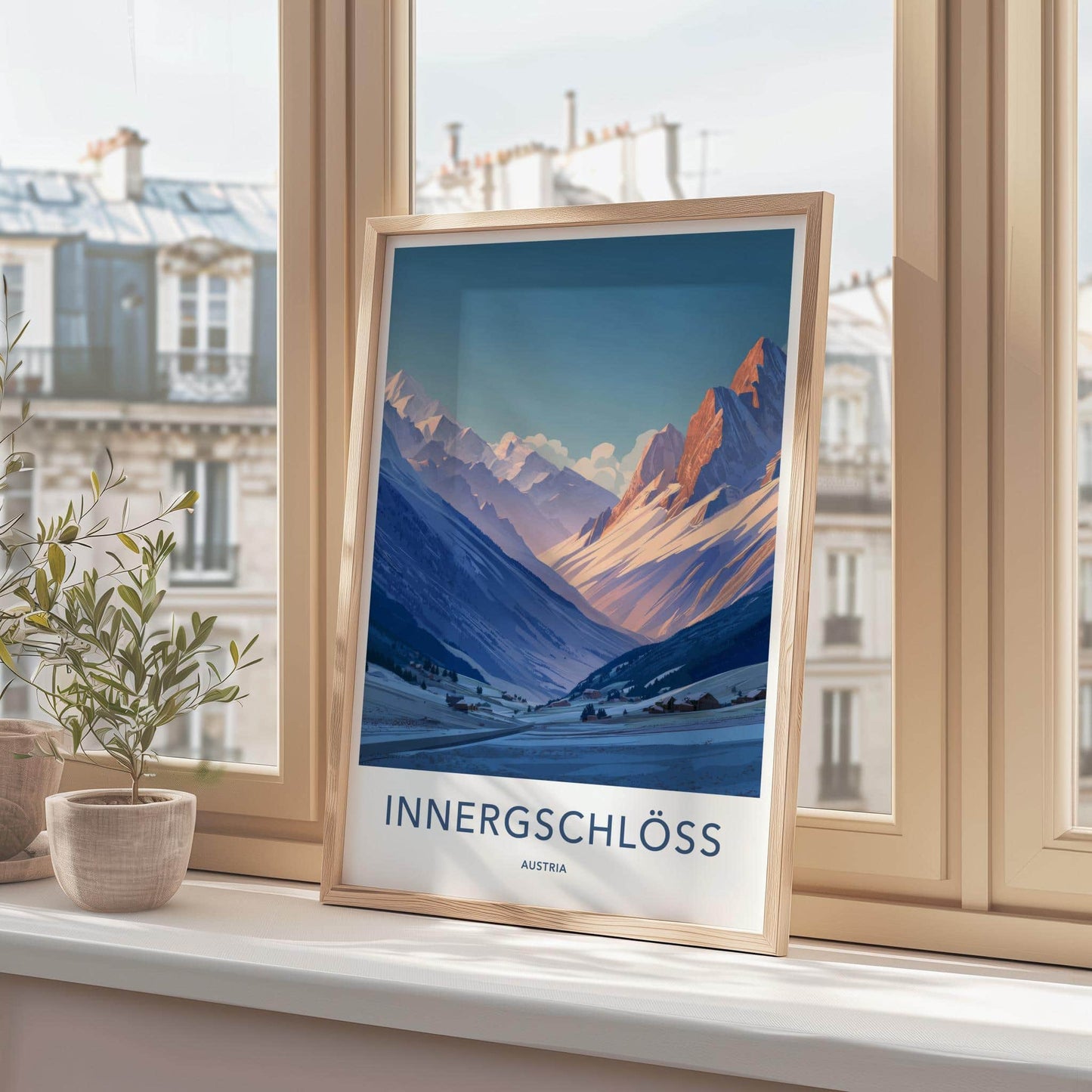 Innergschloss Poster - Austria Travel Art - Winter Mountain Village Home Decor