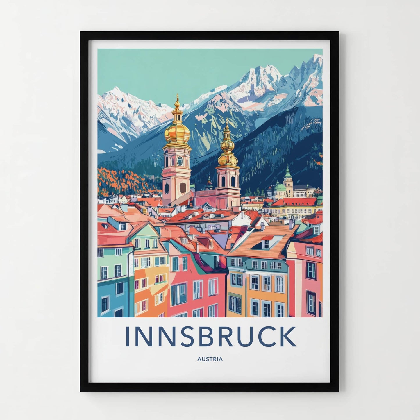 Innsbruck Poster - Austria Travel Art - Colorful City Peaks Home Decor