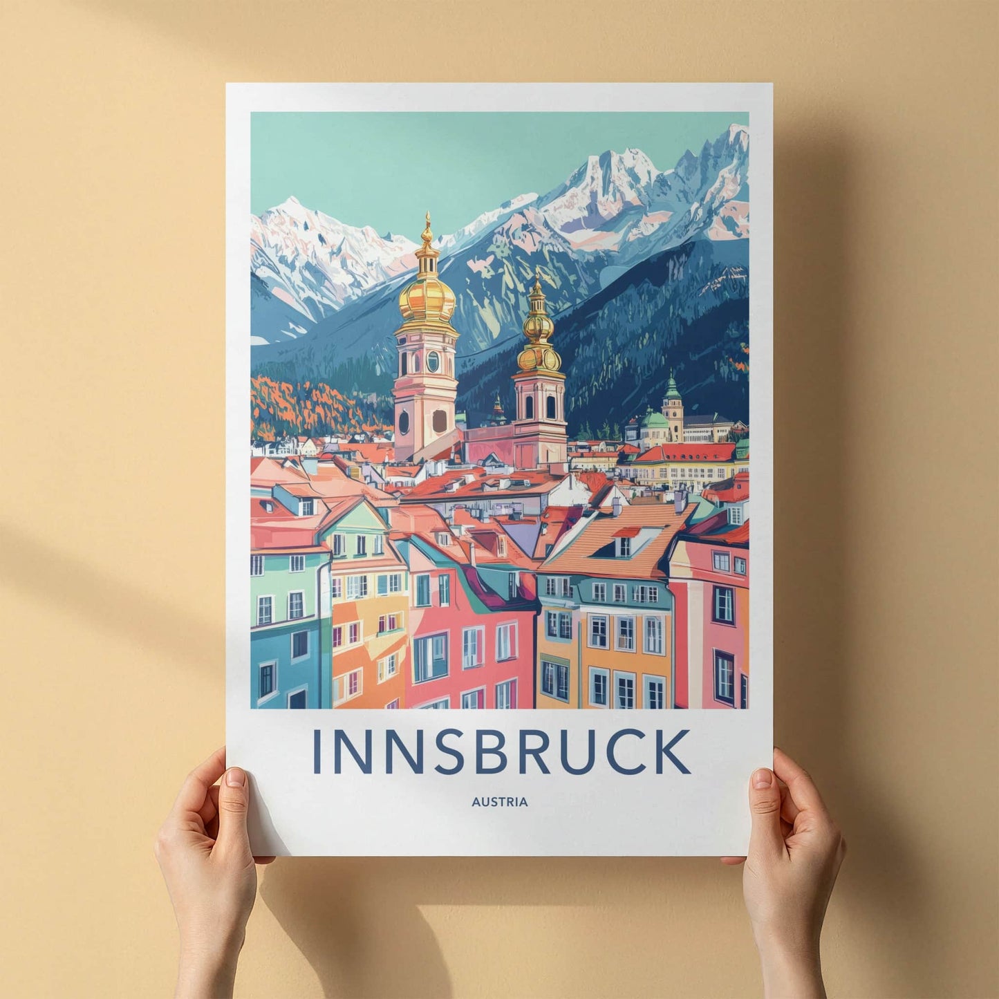 Innsbruck Poster - Austria Travel Art - Colorful City Peaks Home Decor