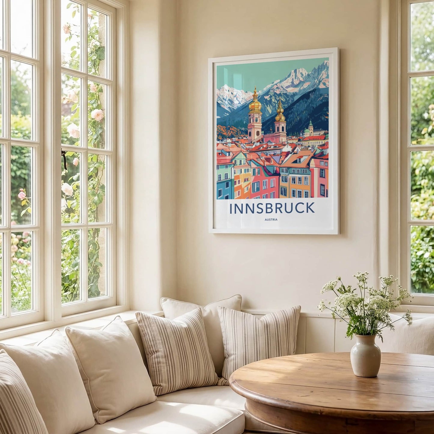 Innsbruck Poster - Austria Travel Art - Colorful City Peaks Home Decor