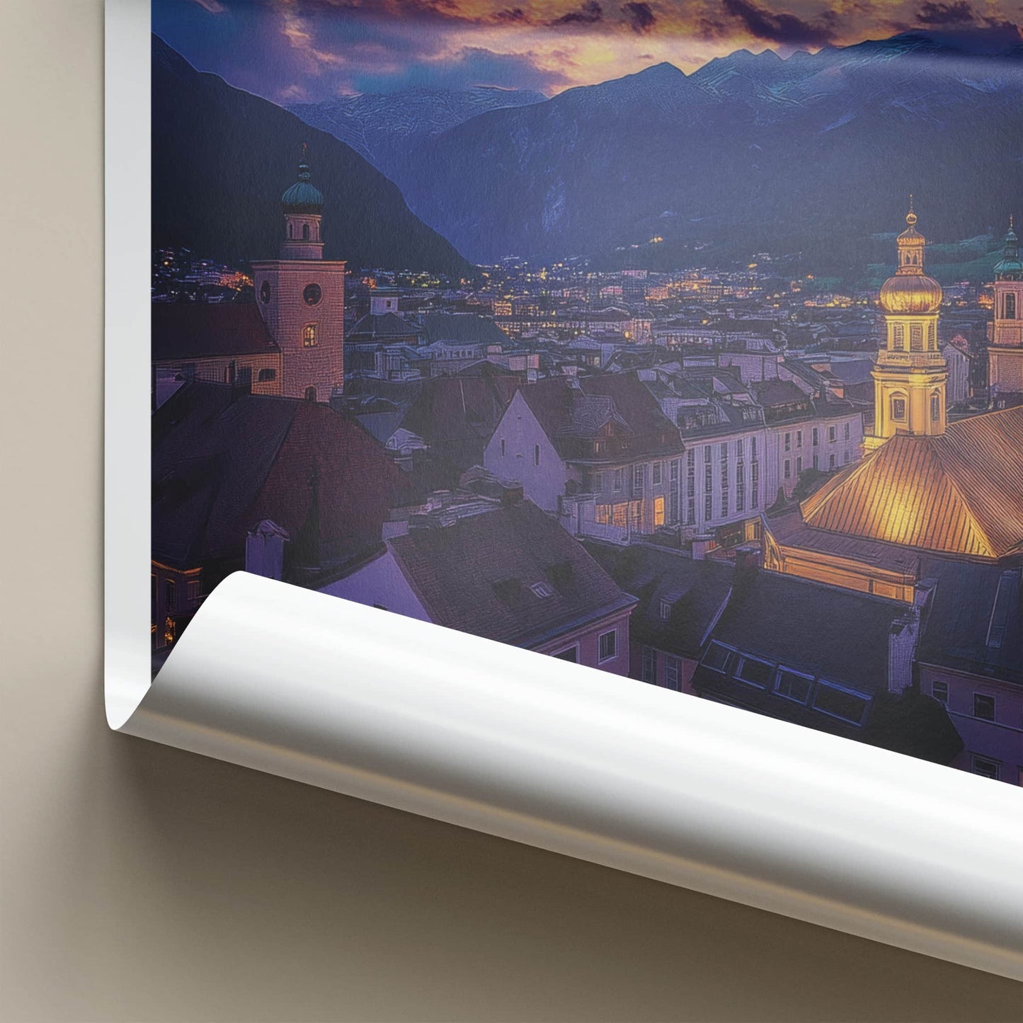 Innsbruck Poster - Austria Travel Art - Mountain City Sunset Home Decor