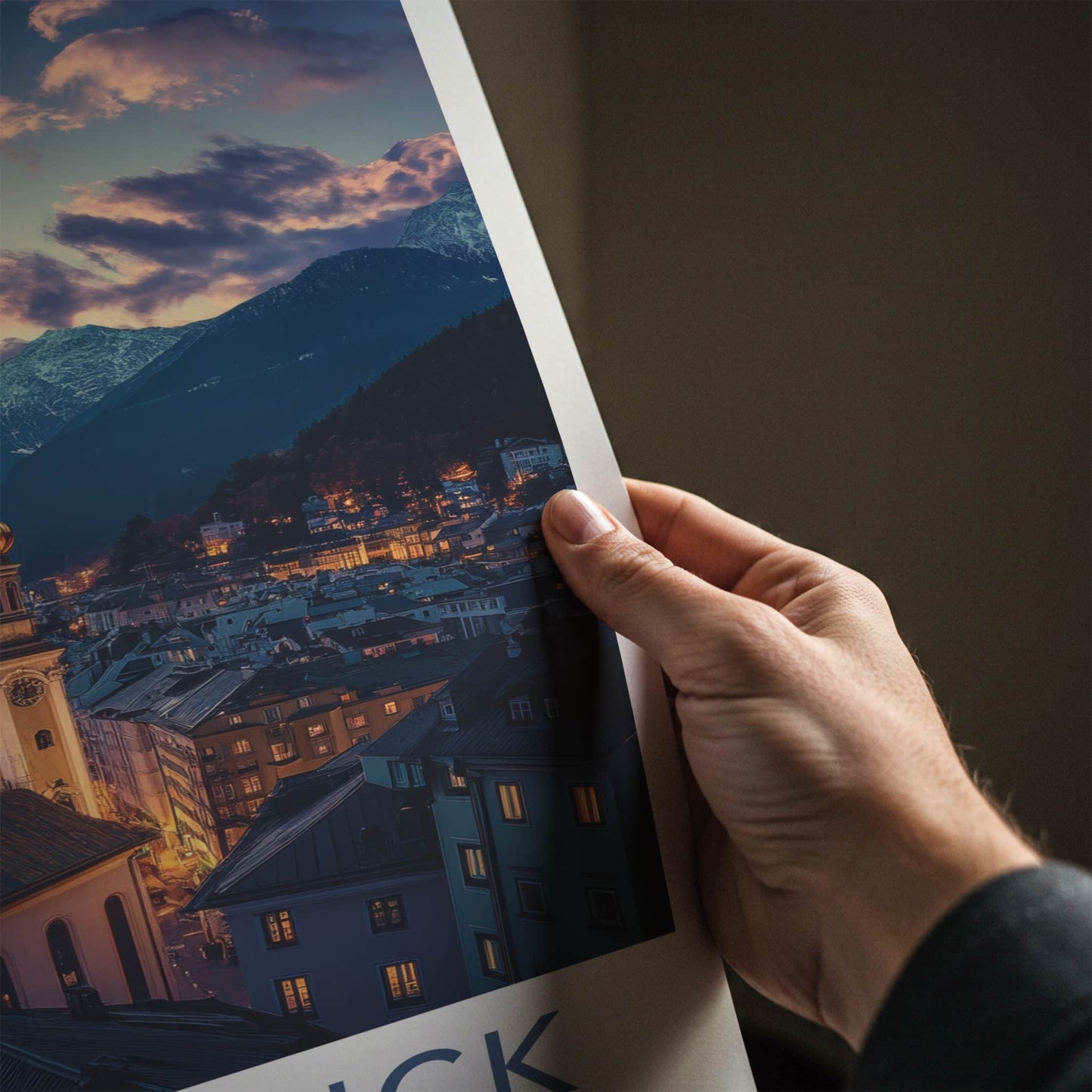 Innsbruck Poster - Austria Travel Art - Twilight Mountain City Home Decor