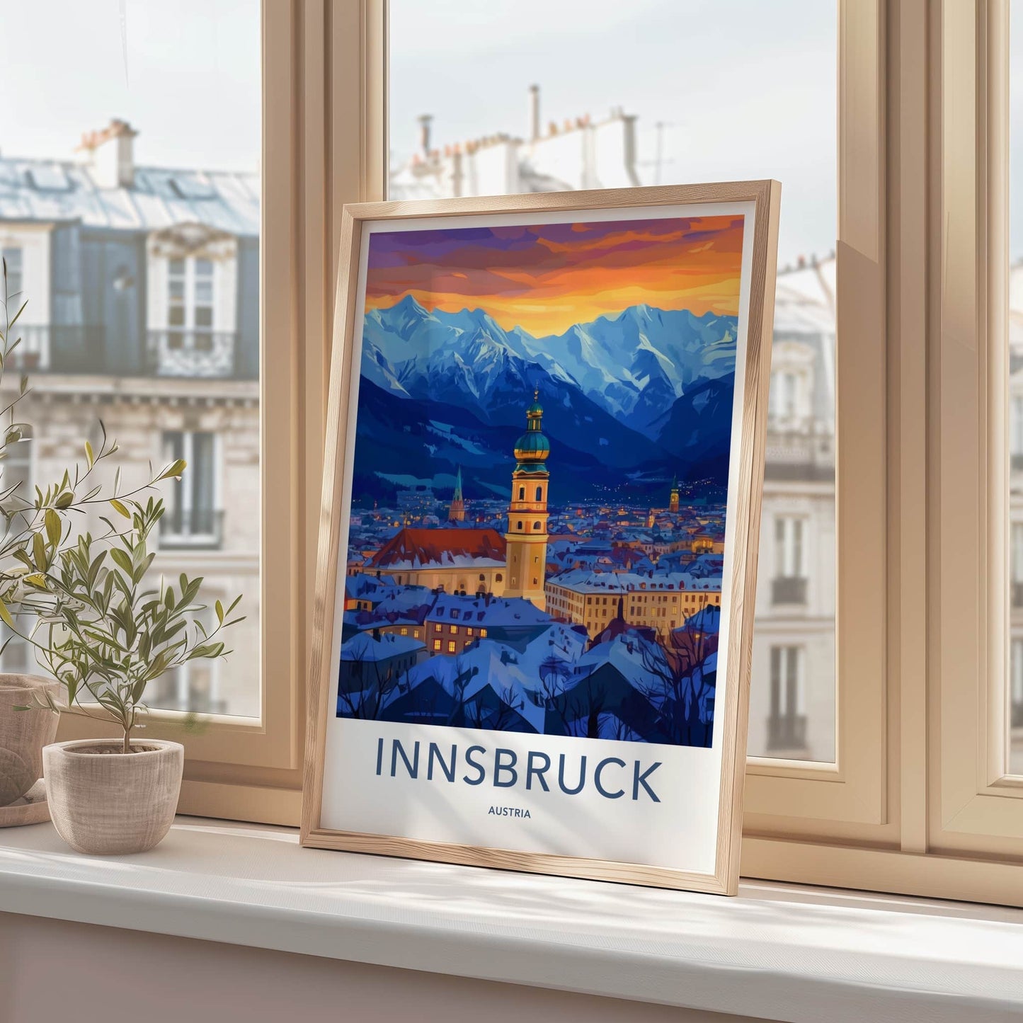 Innsbruck Poster - Austria Wall Art - Alpine City Sunset Home Decor