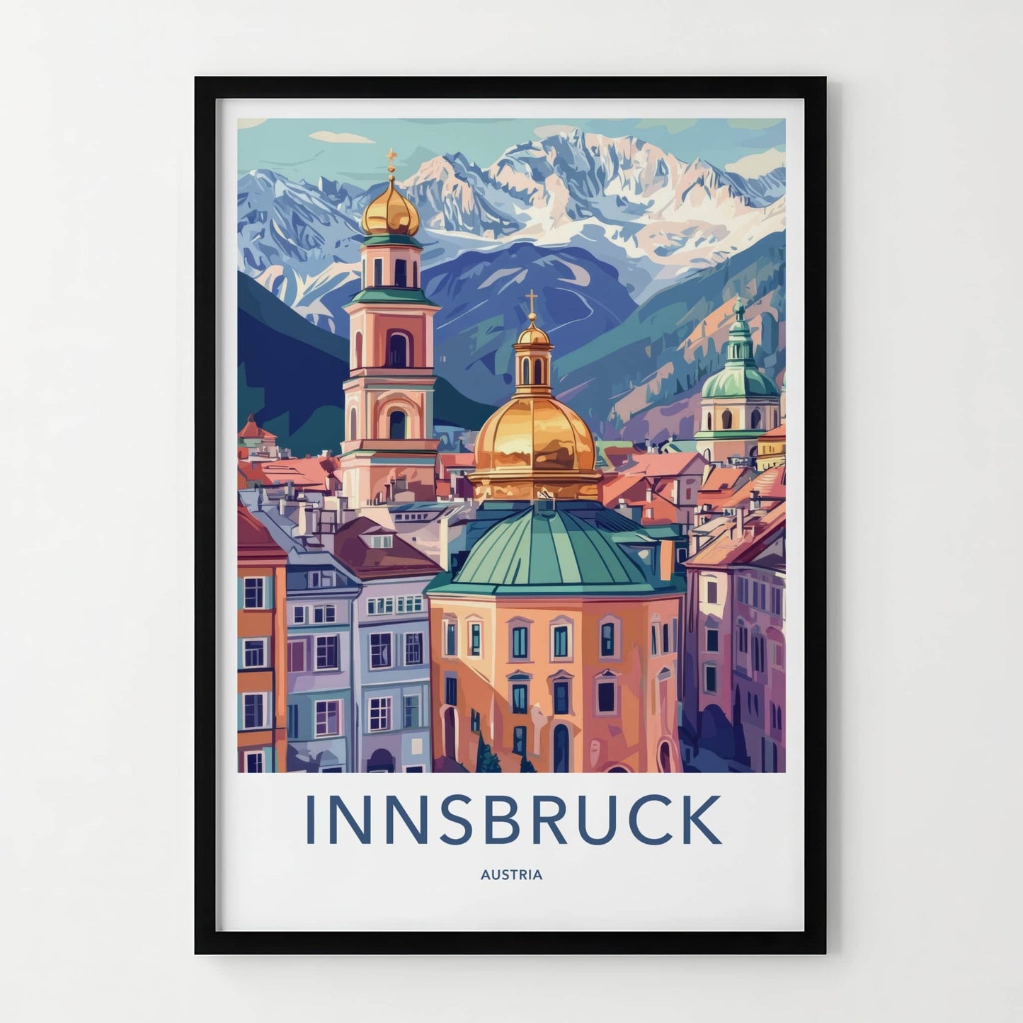 Innsbruck Poster - Austria Wall Art - Golden Dome Mountains Home Decor