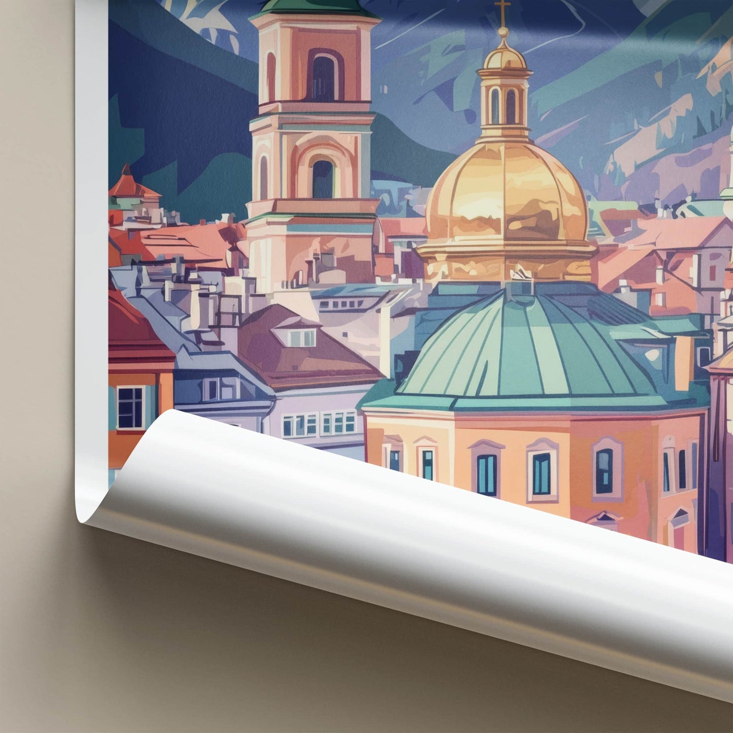 Innsbruck Poster - Austria Wall Art - Golden Dome Mountains Home Decor