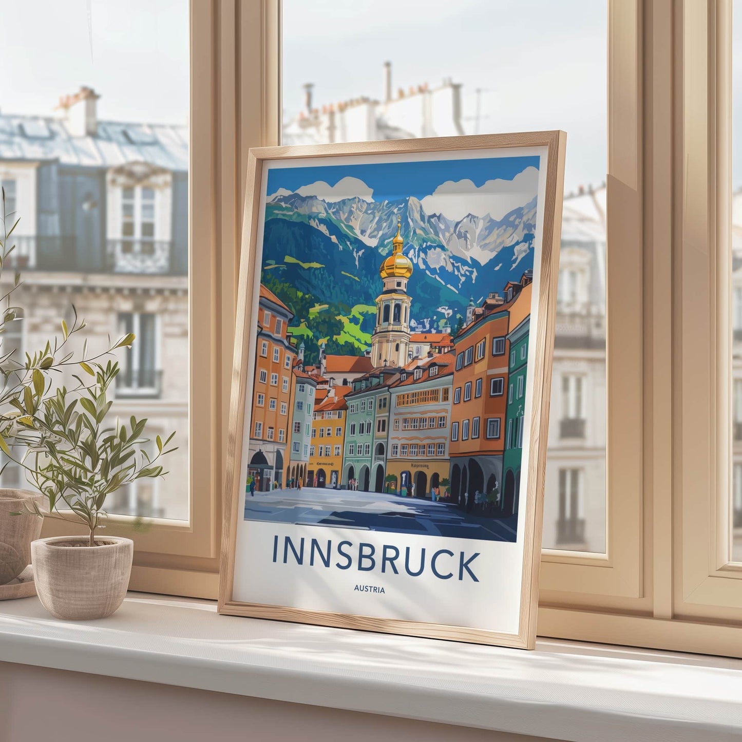 Innsbruck Poster - Austria Wall Art - Golden Dome Mountains Home Decor