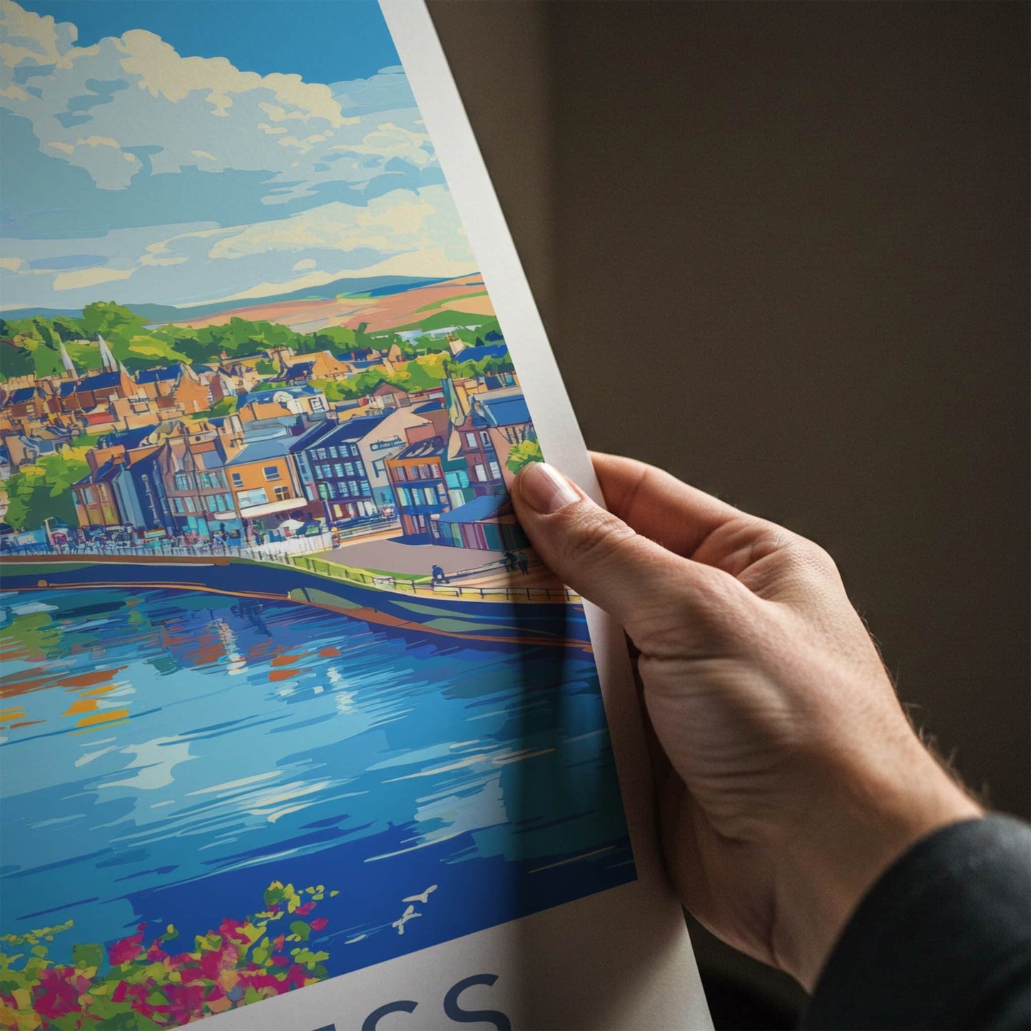 Inverness Poster - Scotland Travel Art - Riverfront Castle Town Wall Decor