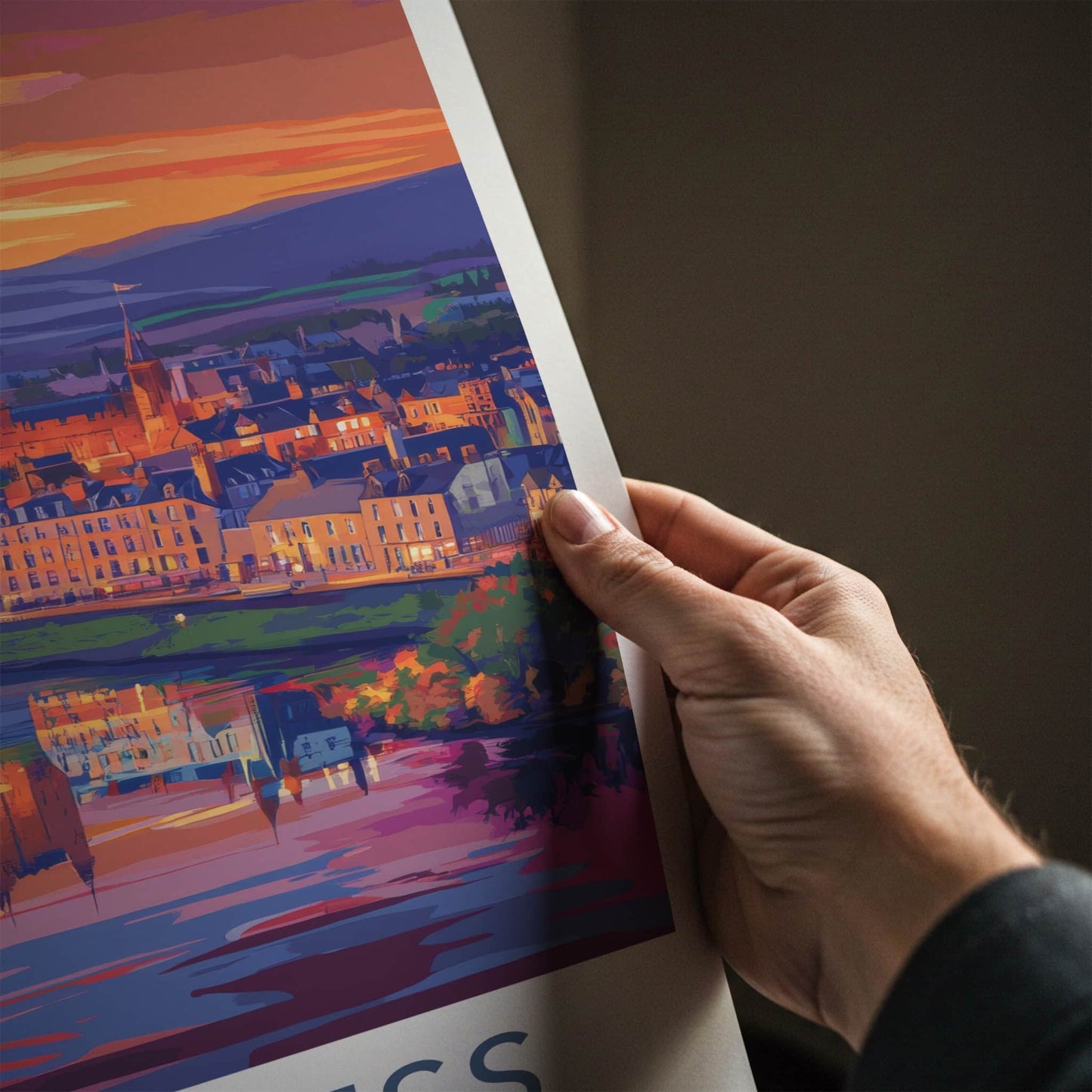 Inverness Poster - Scotland Travel Art - Vibrant Sunset Reflections Home Decor