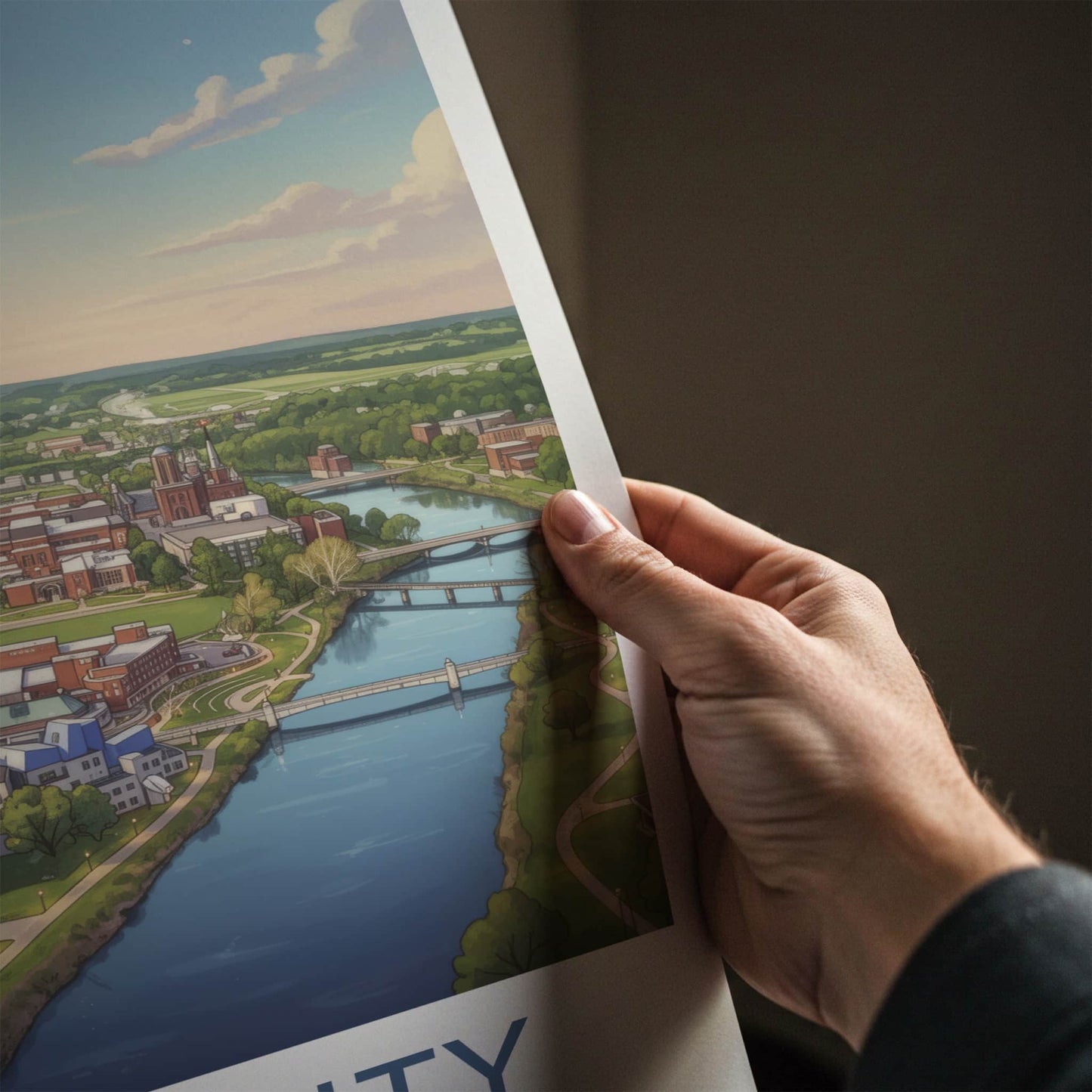 Iowa City Poster - Iowa Wall Art - Sprawling Riverfront City Home Decor