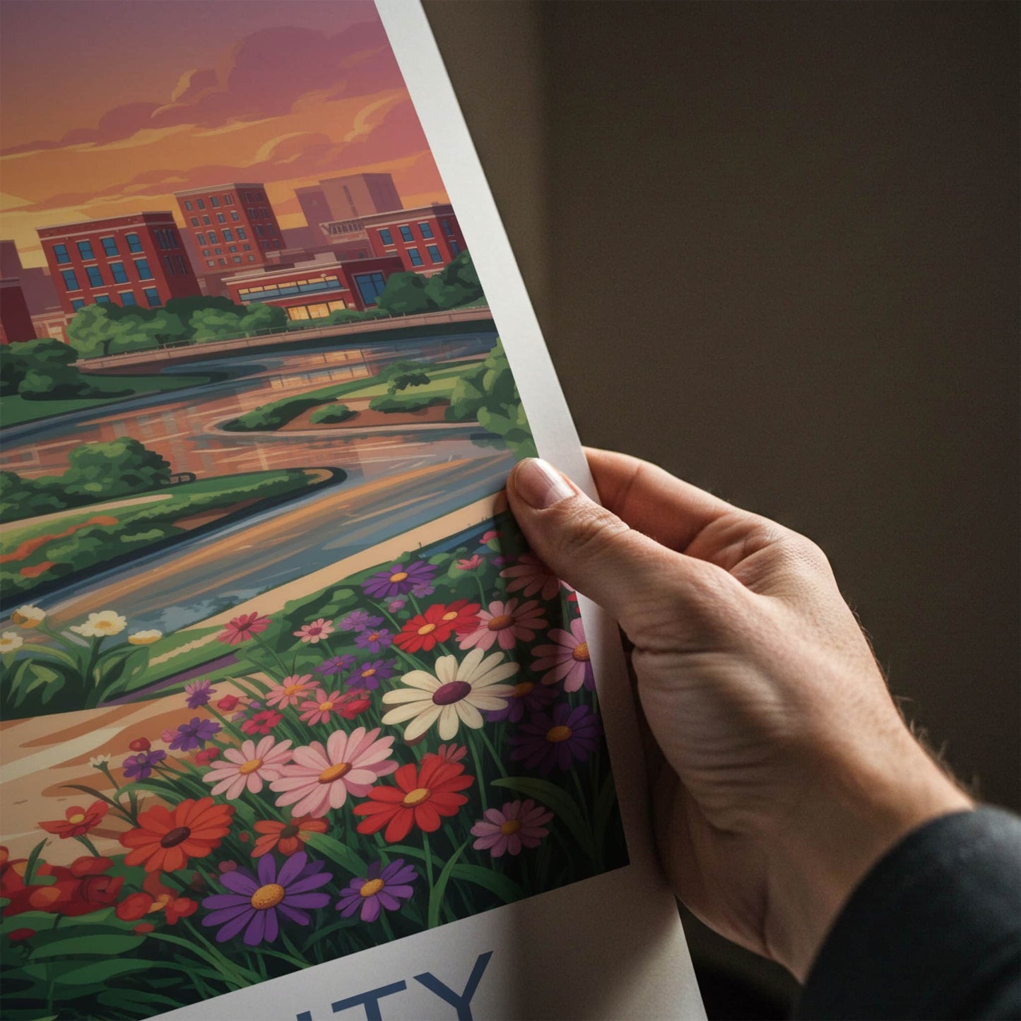 Iowa City Poster - Iowa Wall Art - Vibrant Floral City Home Decor