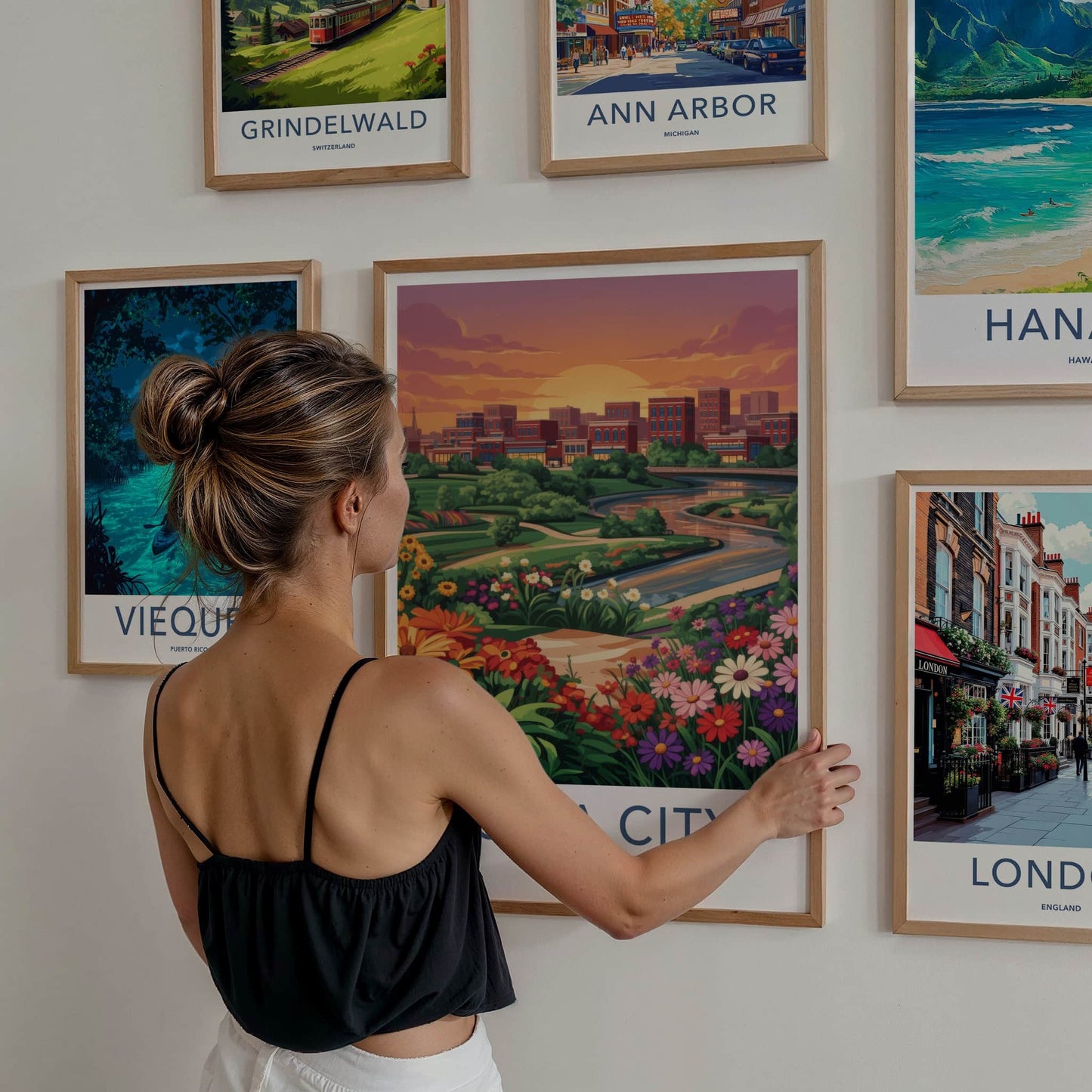 Iowa City Poster - Iowa Wall Art - Vibrant Floral City Home Decor