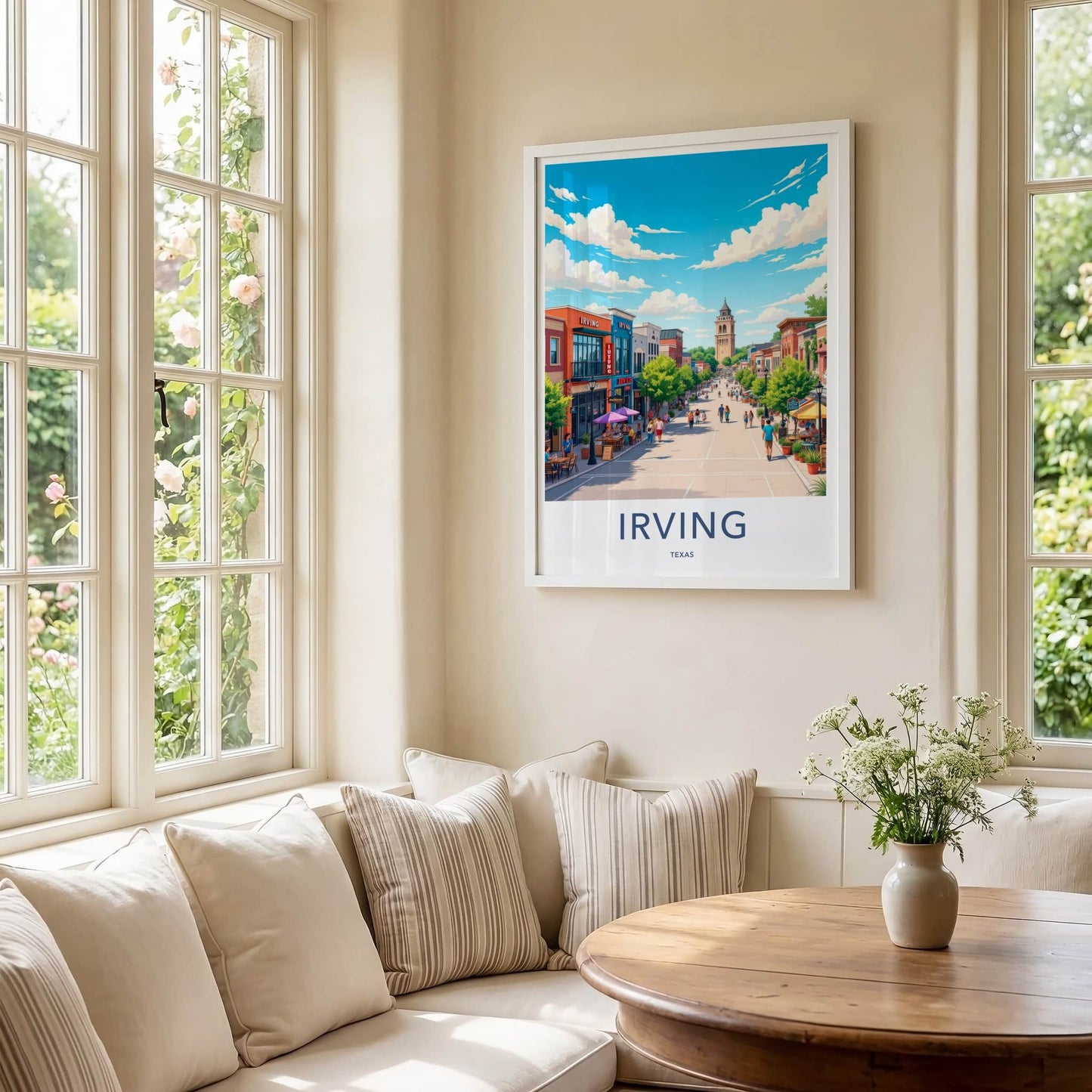 Irving Poster - Texas Travel Print - Historic Tower Plaza Wall Decor
