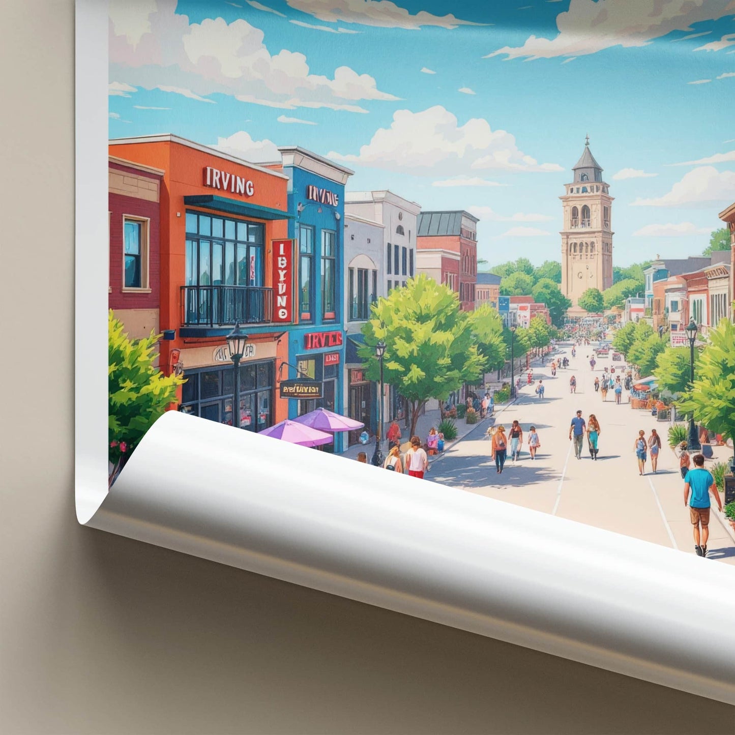 Irving Poster - Texas Travel Print - Historic Tower Plaza Wall Decor
