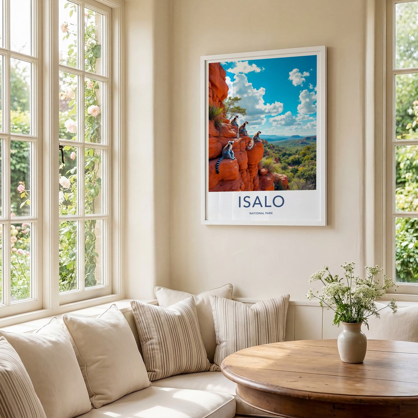 Isalo National Park Poster - Madagascar Travel Art - Lemurs Watch Valley Home Decor