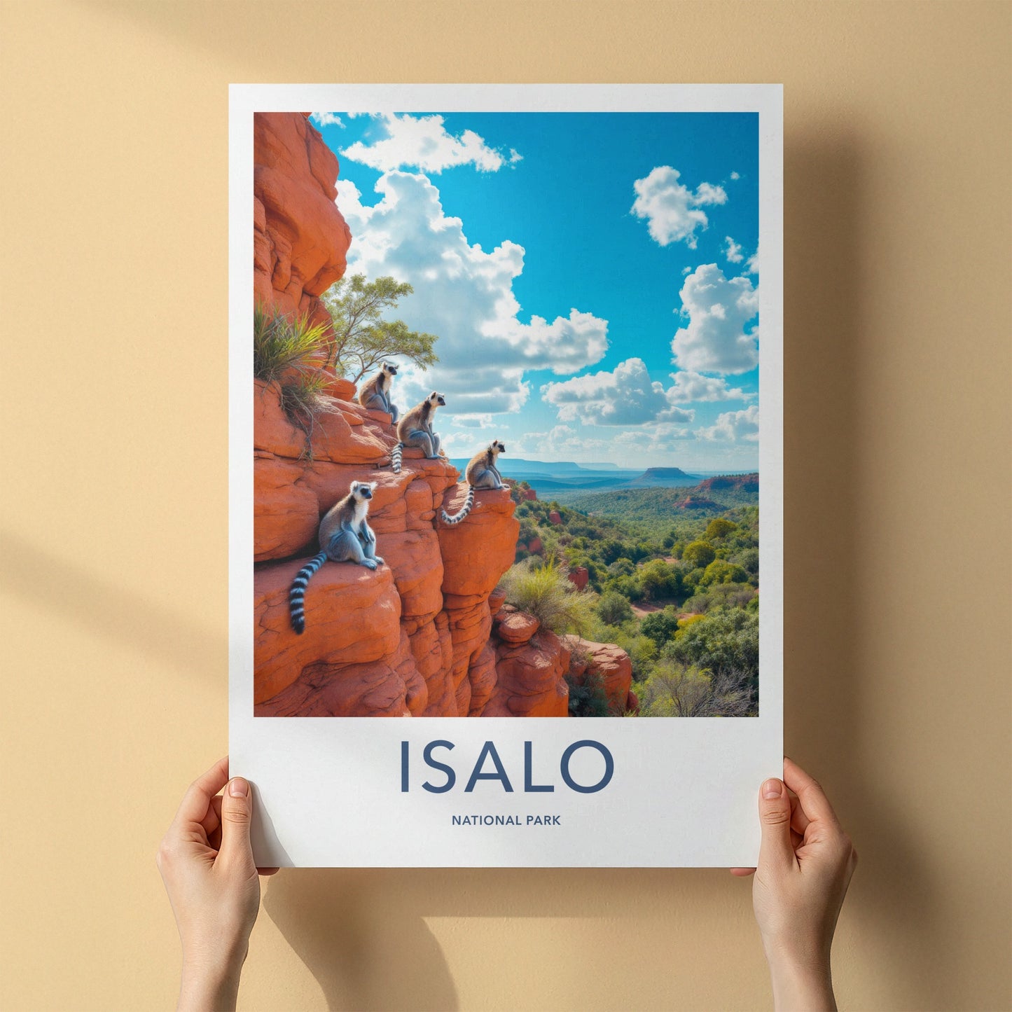 Isalo National Park Poster - Madagascar Travel Art - Lemurs Watch Valley Home Decor