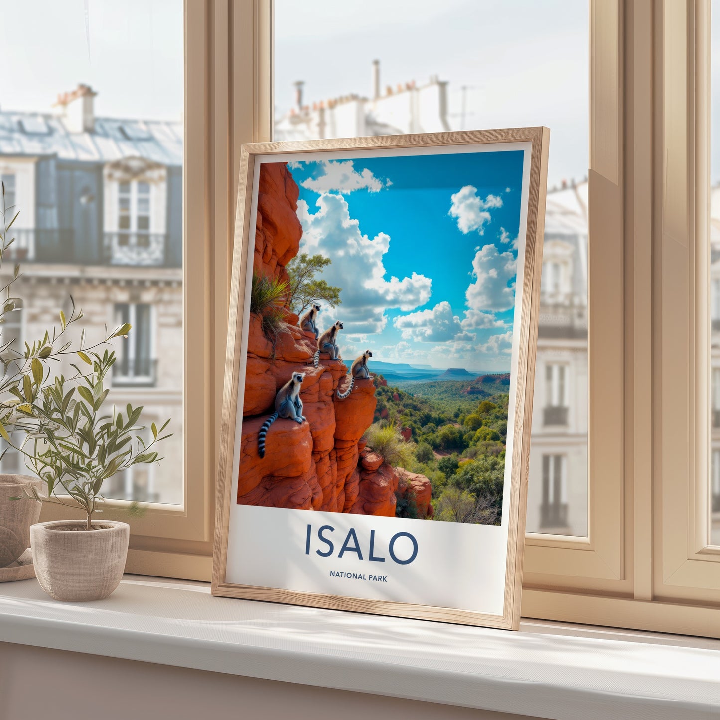 Isalo National Park Poster - Madagascar Travel Art - Lemurs Watch Valley Home Decor