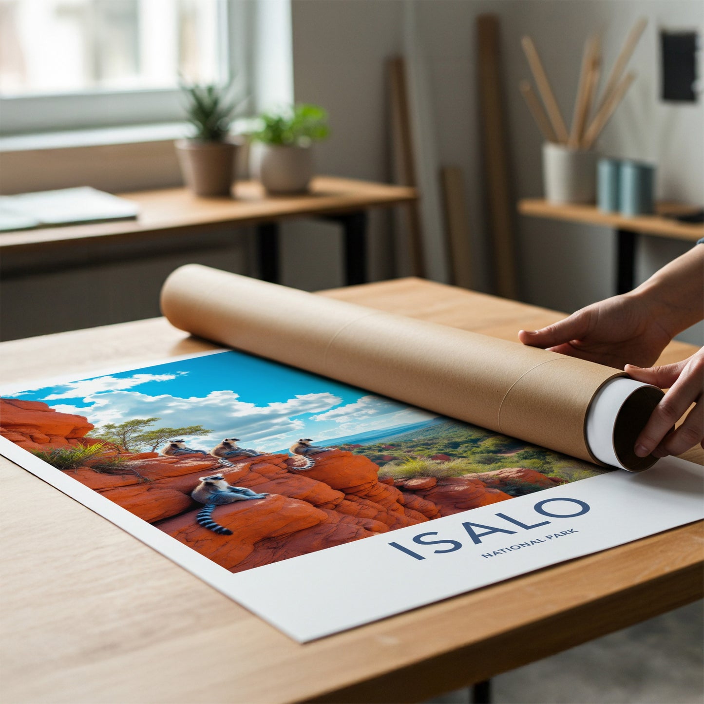 Isalo National Park Poster - Madagascar Travel Art - Lemurs Watch Valley Home Decor